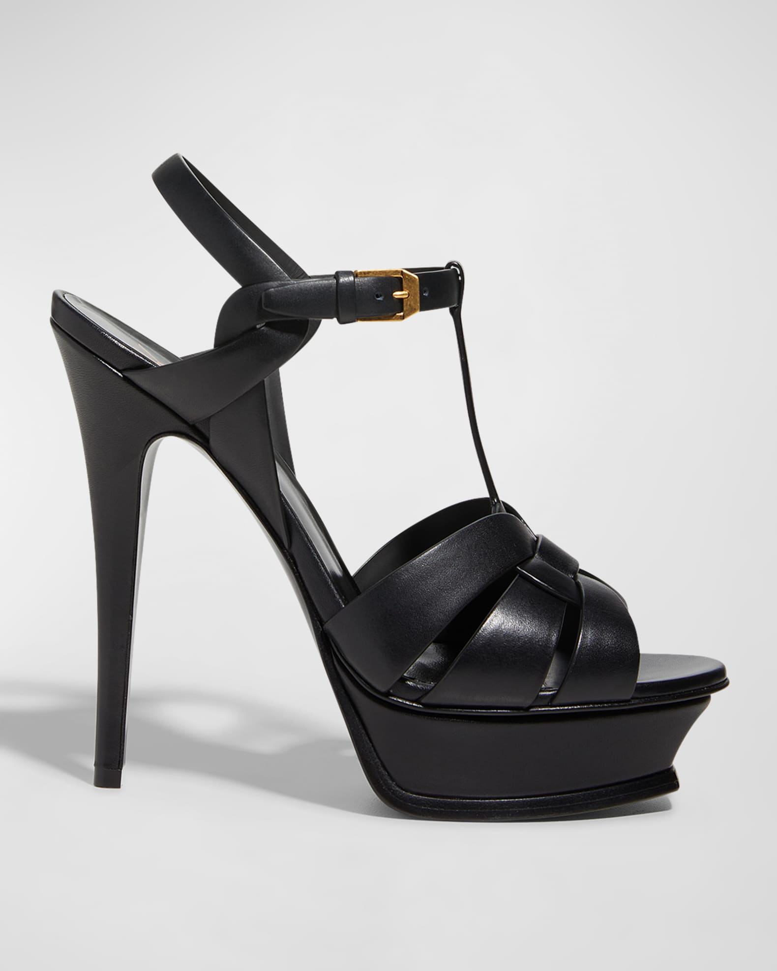 Saint Laurent Tribute Leather 105mm Platform Sandals | Neiman Marcus