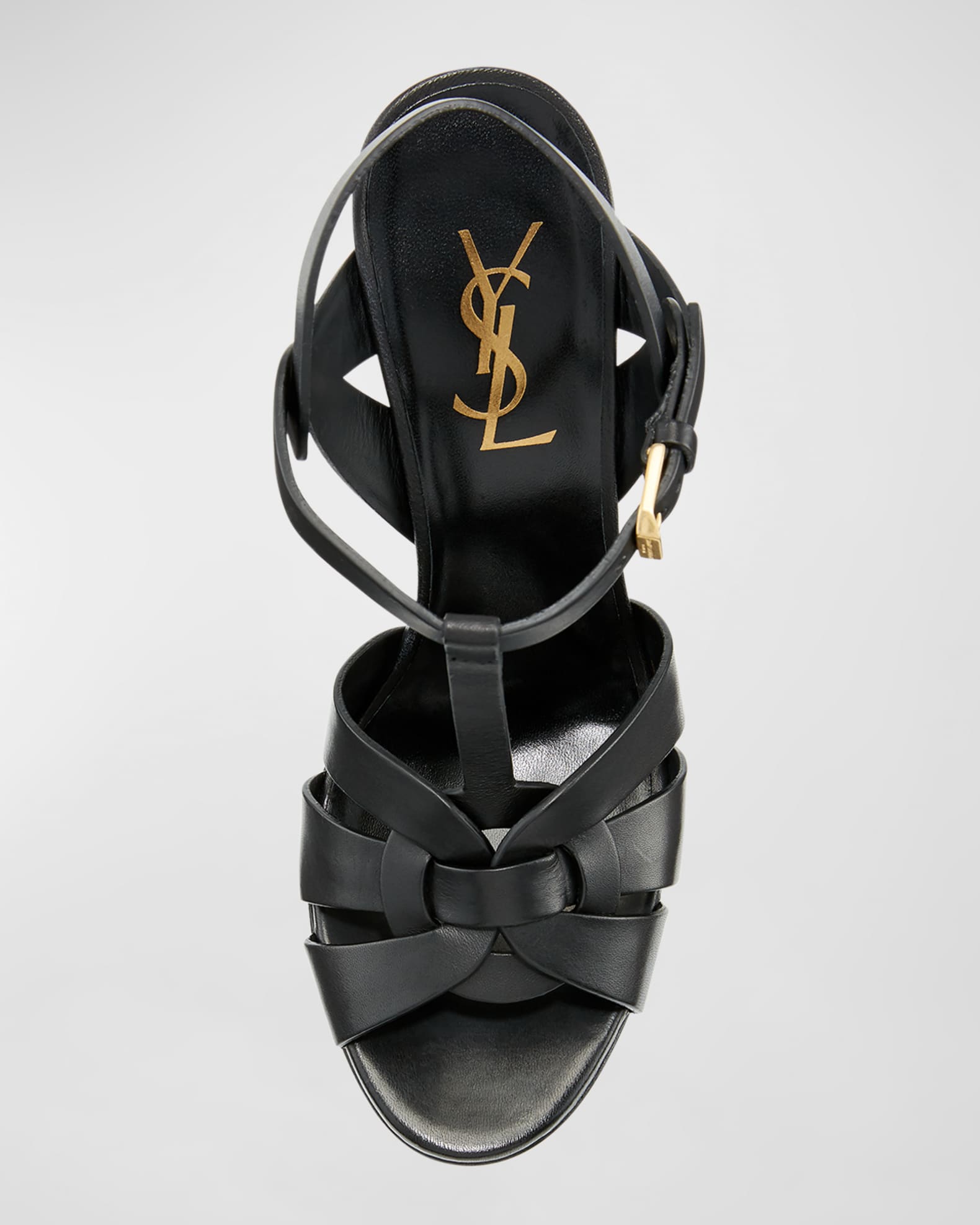 Saint Laurent Tribute Leather 105mm Platform Sandals | Neiman Marcus