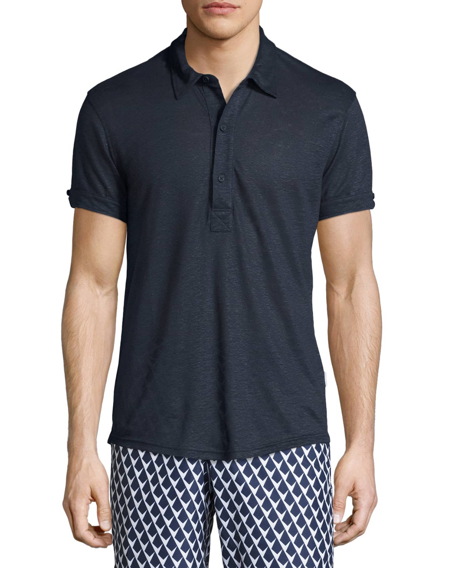 Orlebar Brown Sebastian Linen Polo Shirt | Neiman Marcus