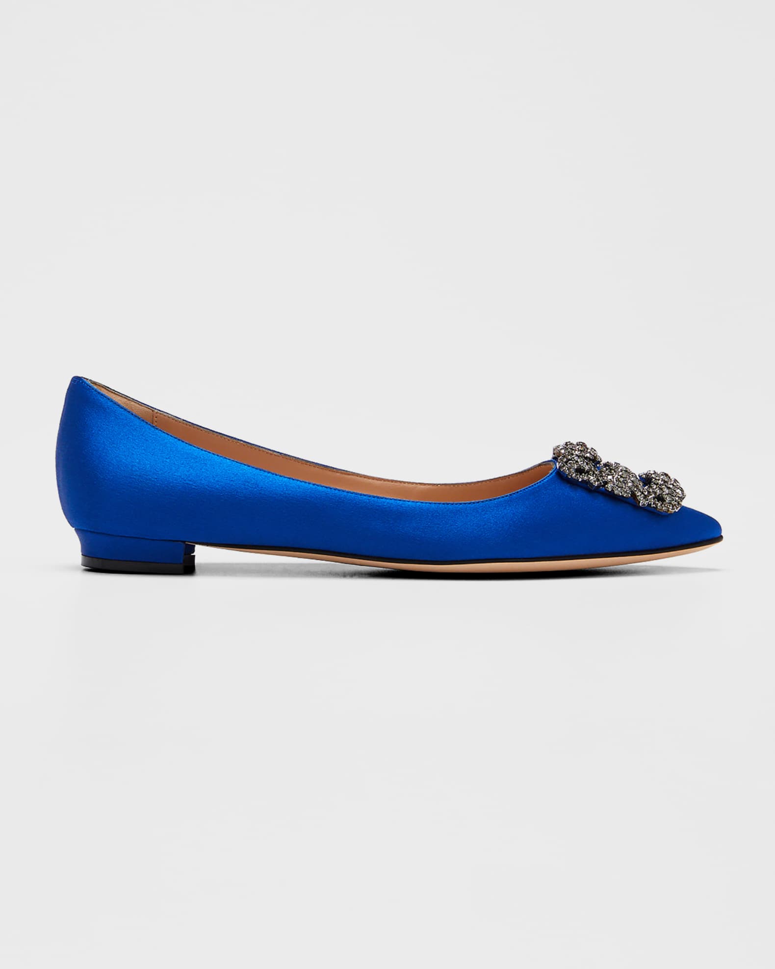 Hangisi Crystal-Buckle Satin Flat 0