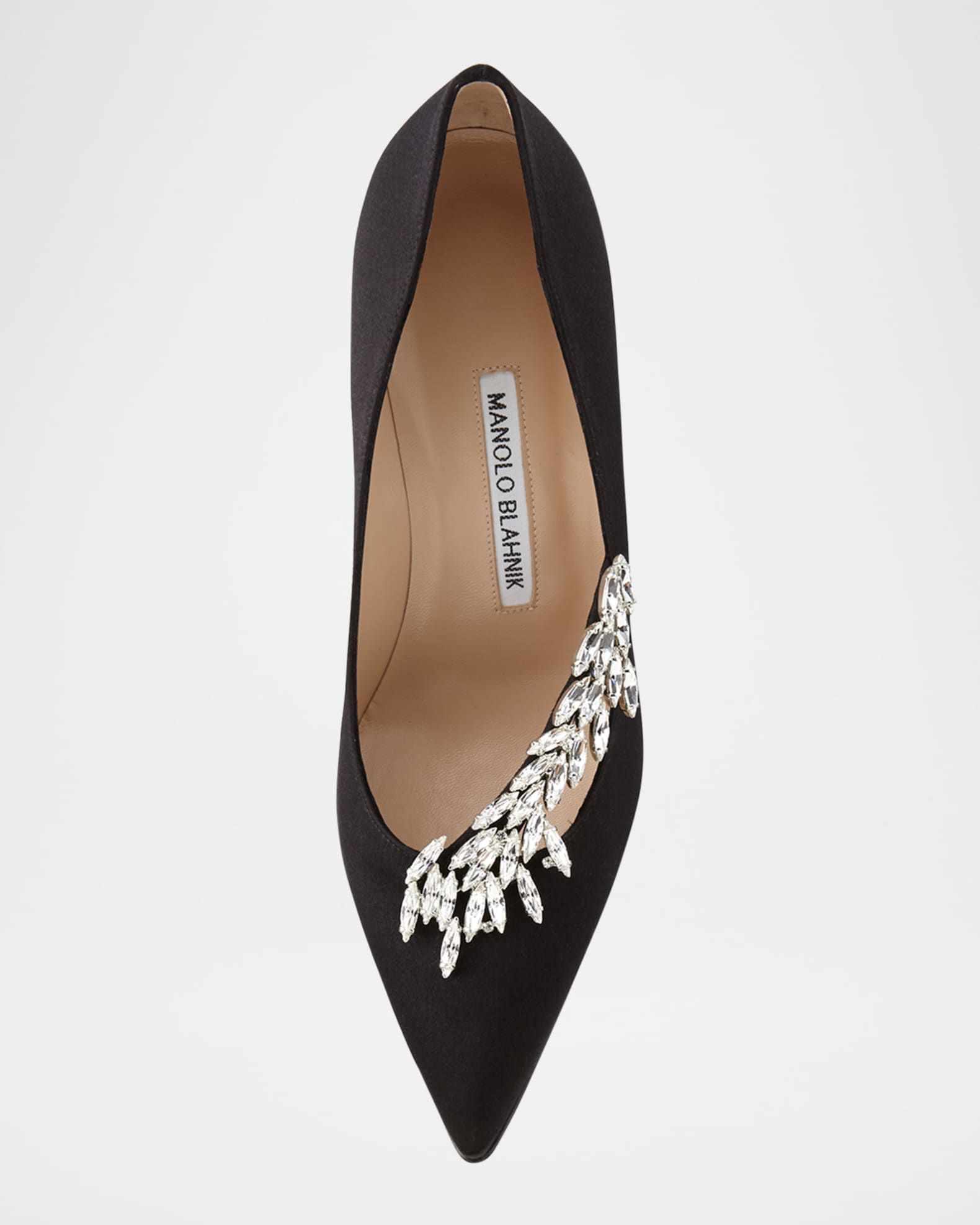 Manolo Blahnik Nadira Jeweled Satin 90mm Pump Neiman Marcus