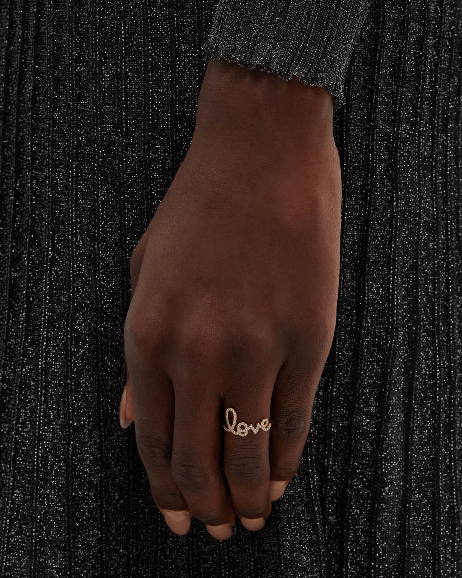 Large Love 14K Gold Ring with Diamonds 1
