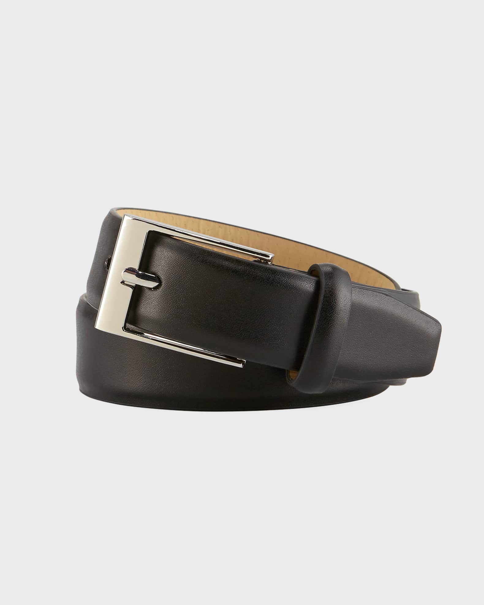 Boys' Faux-Leather Dress Belt, Black, S-L 0