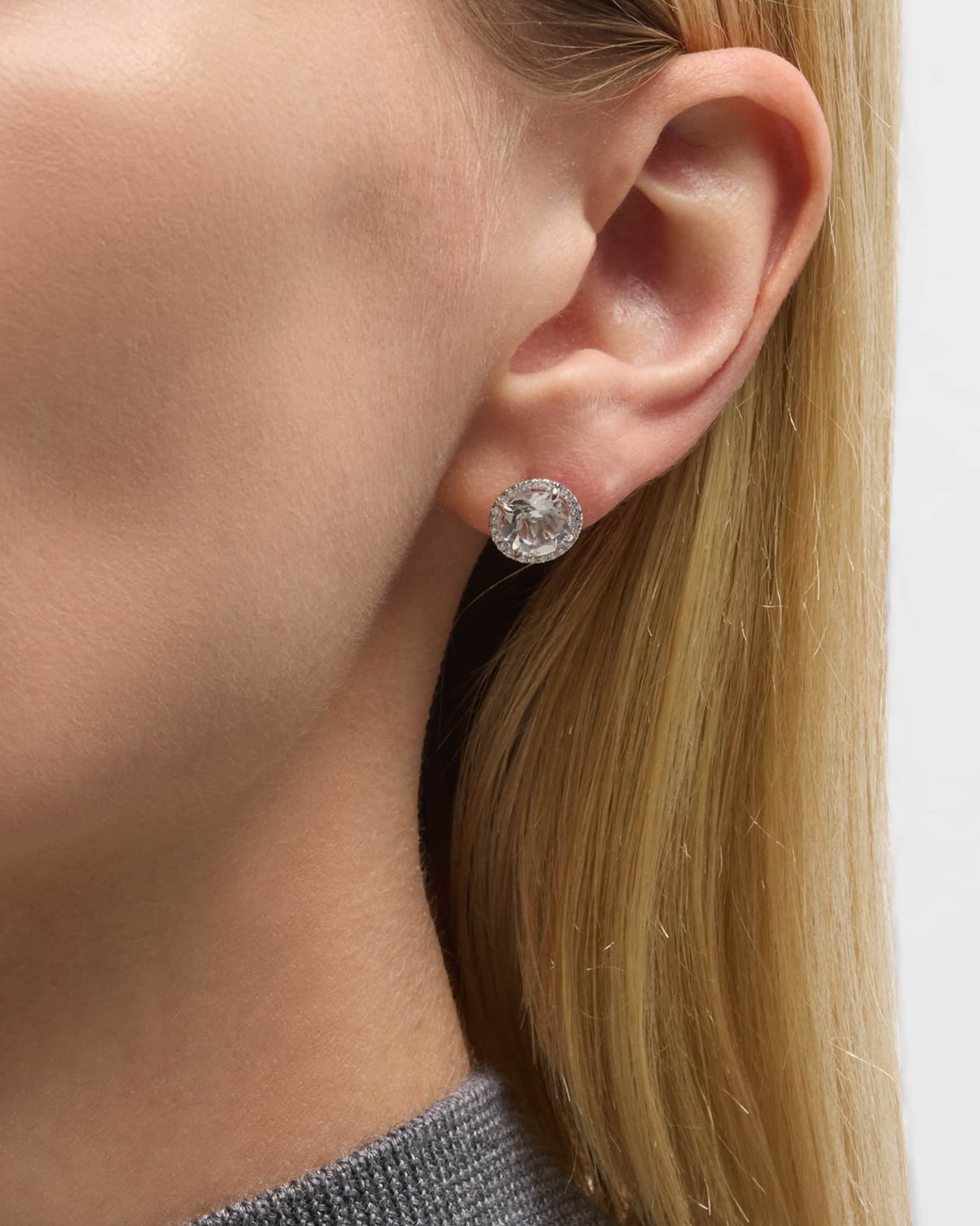 White Topaz & Diamond Stud Earrings 1
