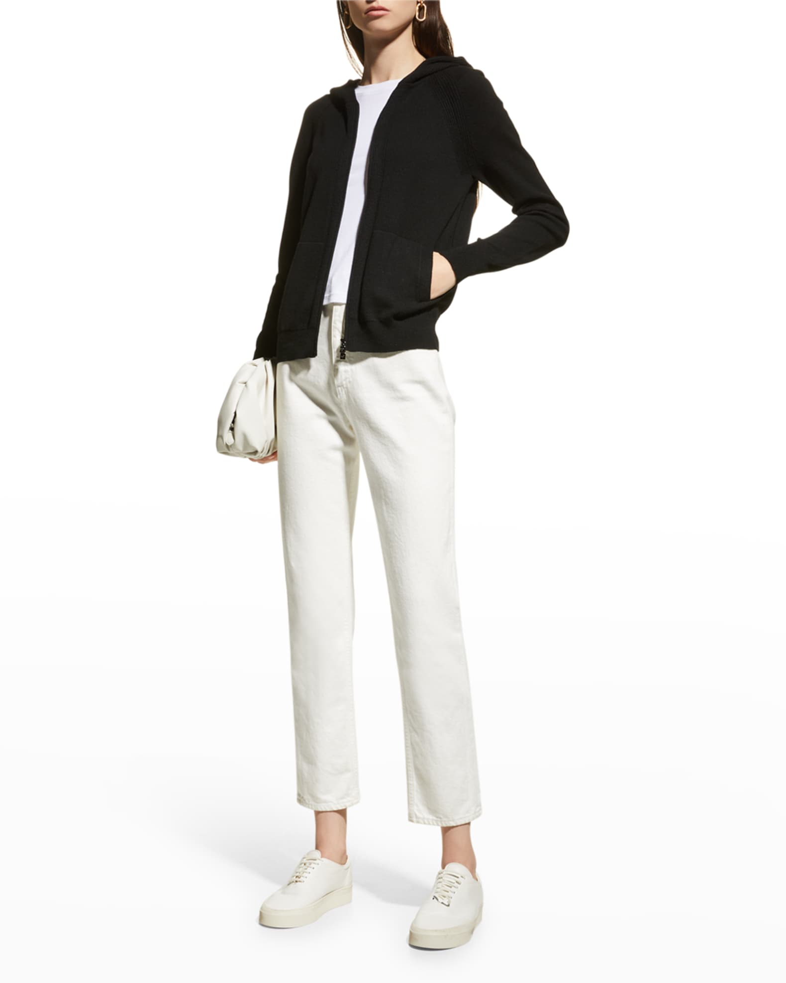 Merano Cashmere Zip-Front Hoodie Sweater 1