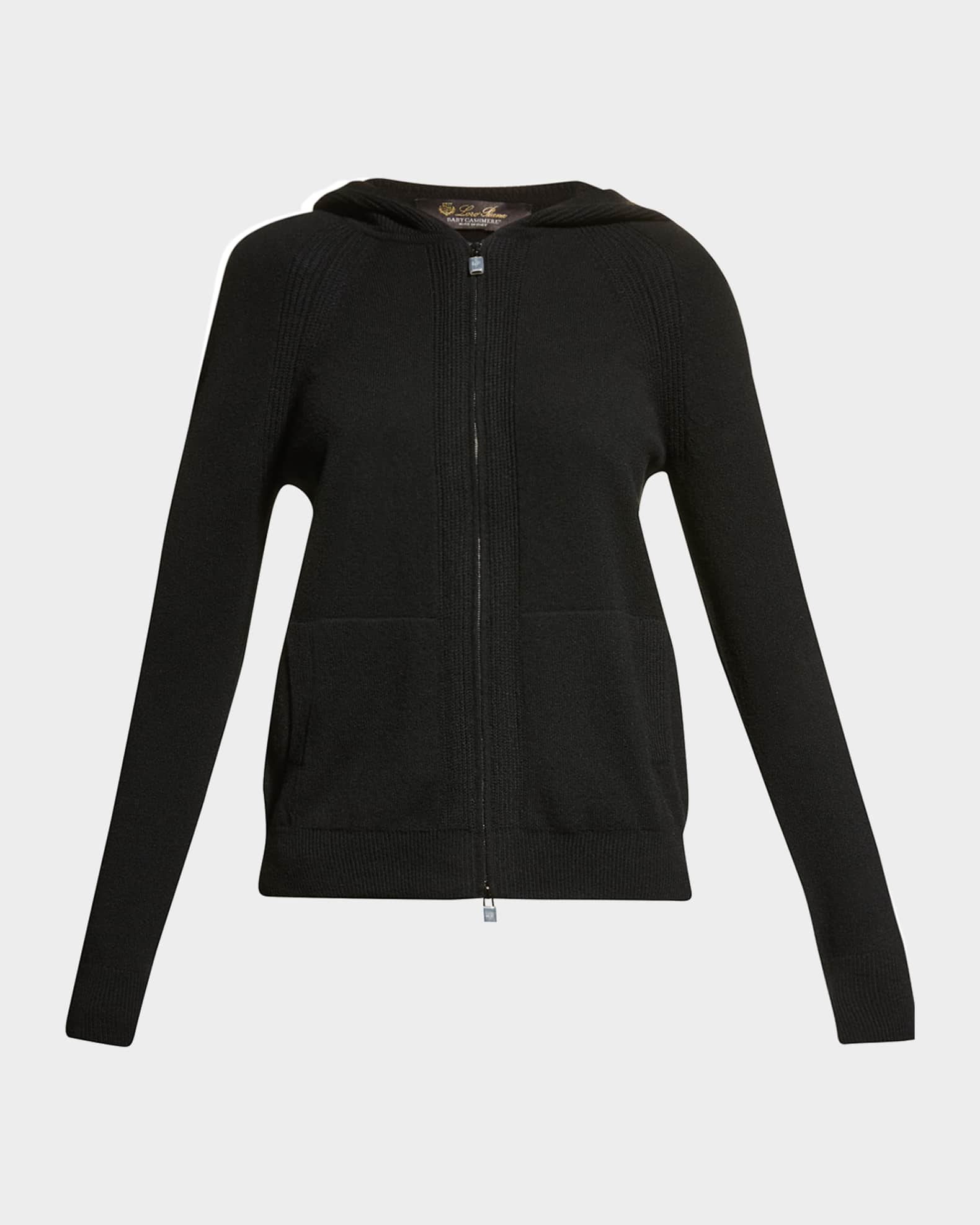 Merano Cashmere Zip-Front Hoodie Sweater 0