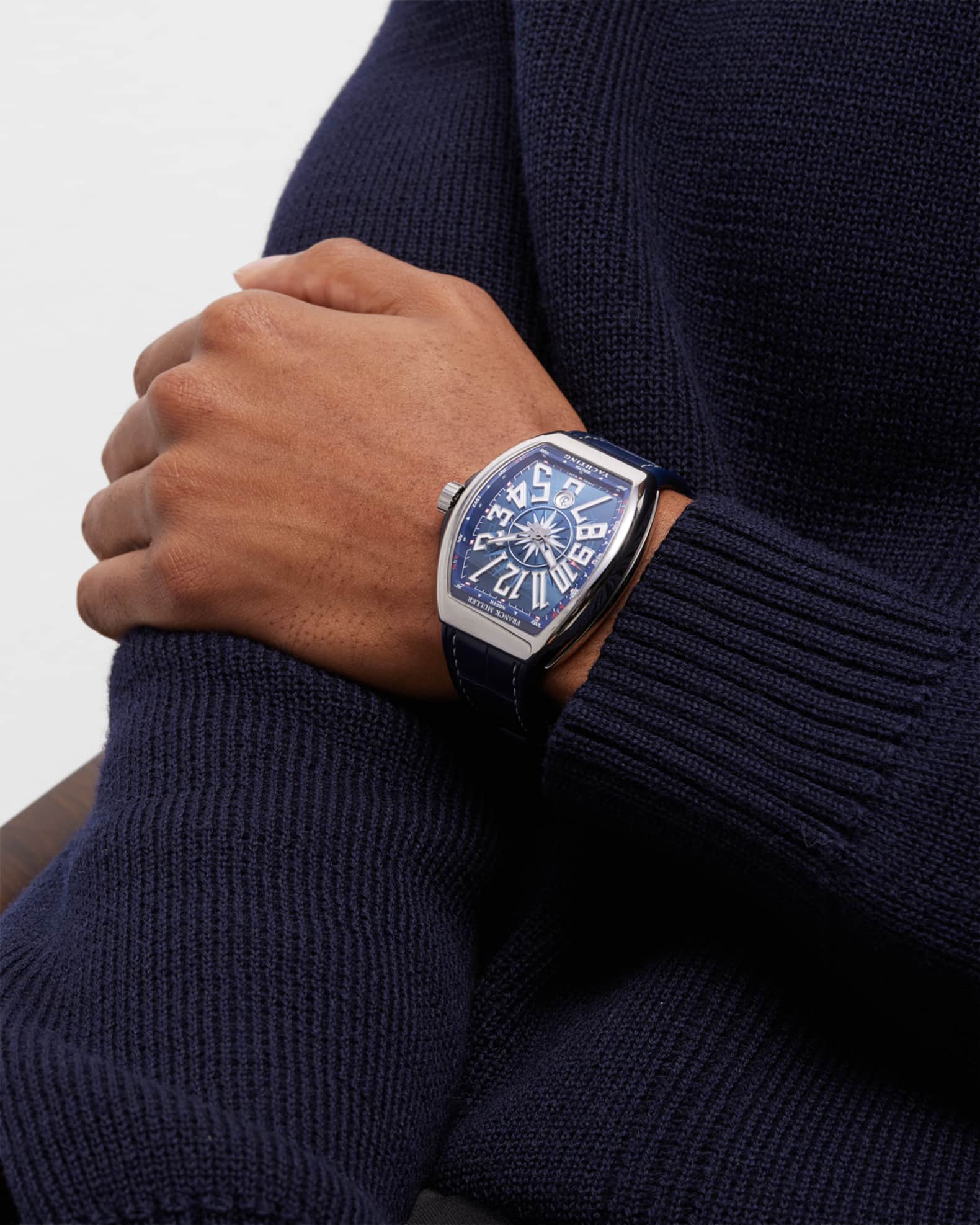 Men's Stainless Steel Vanguard Yacht Watch with Compass, Blue 1
