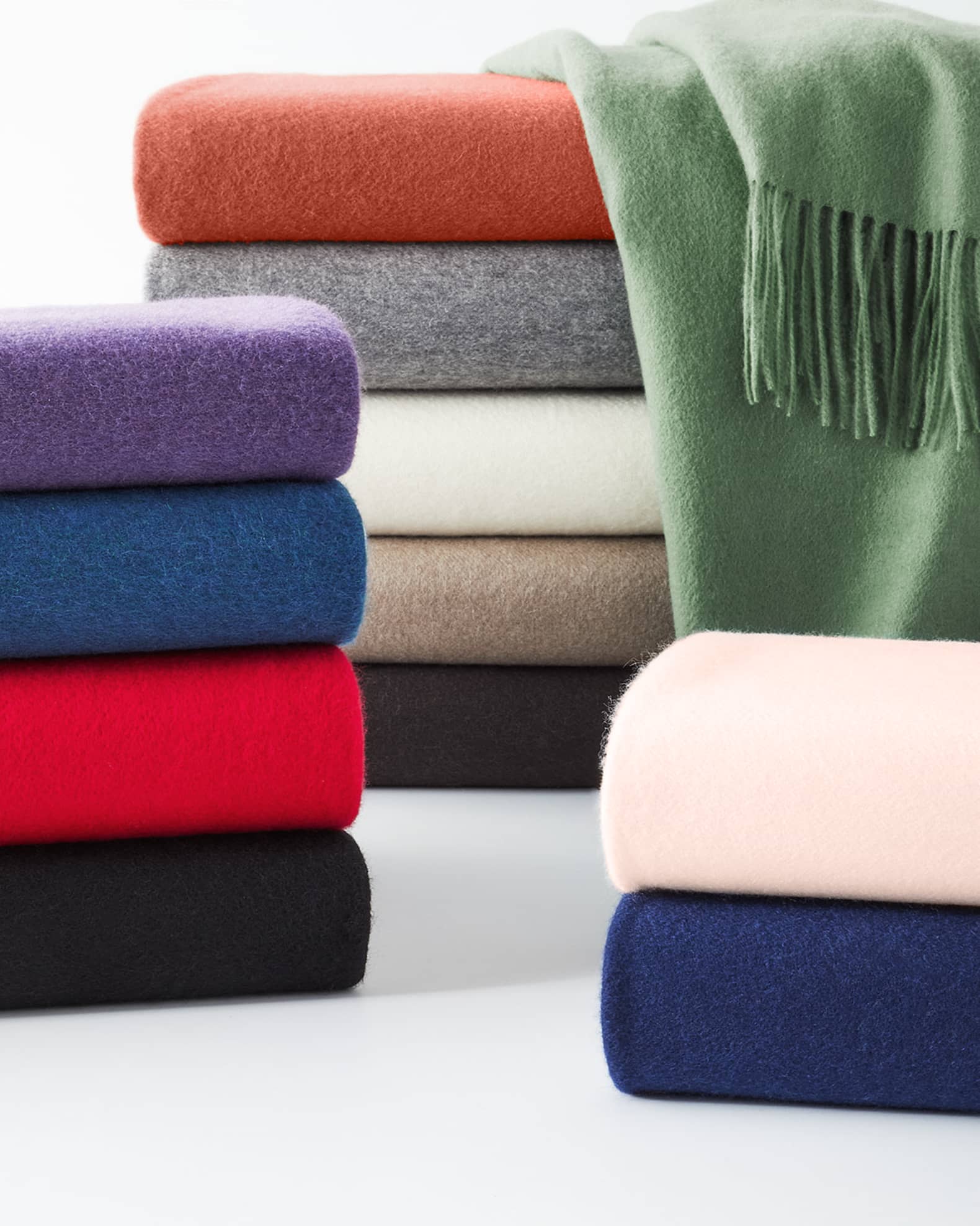 Sofia Cashmere Fringed Cashmere Throw Neiman Marcus