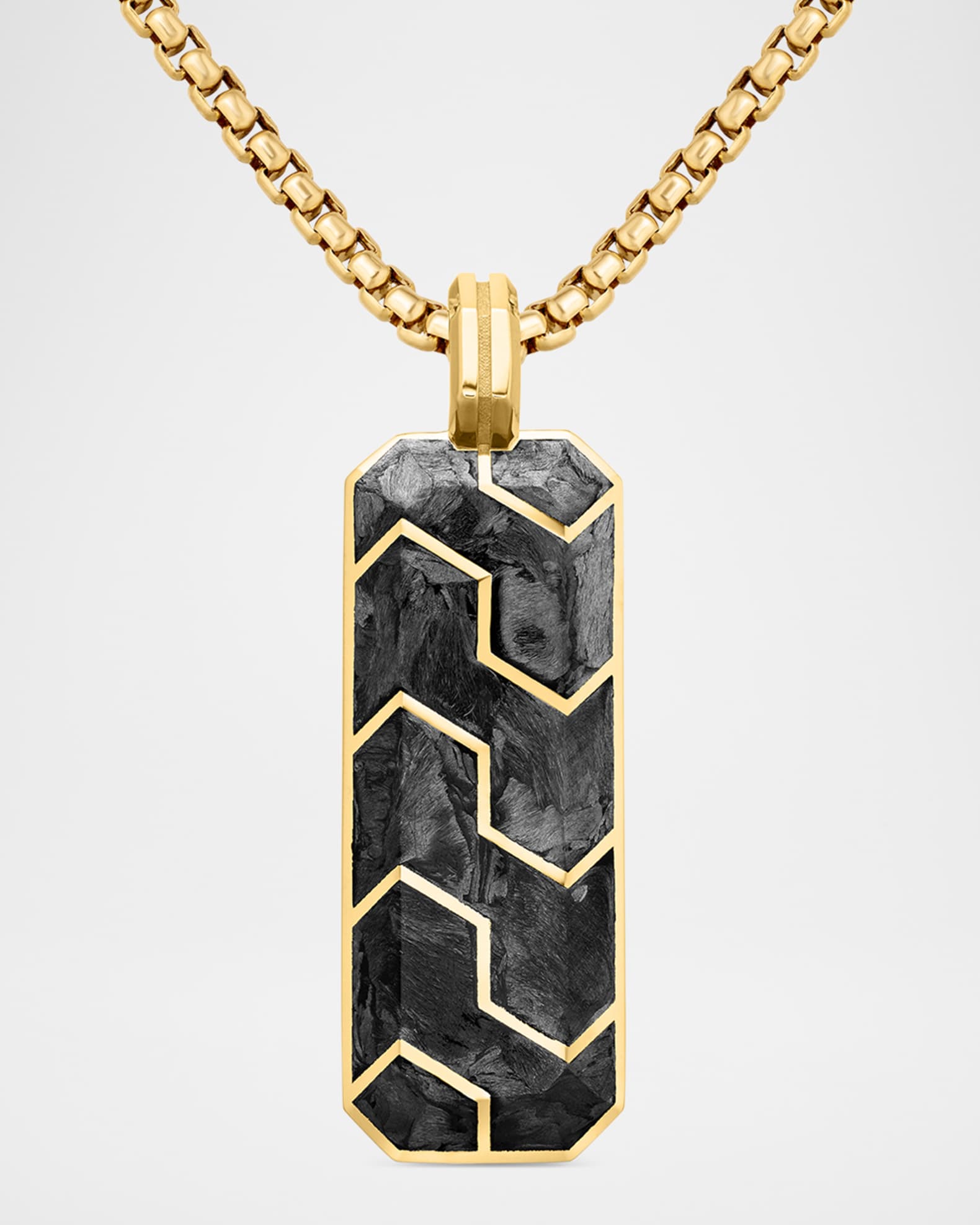 Men's Forged Carbon Ingot Tag Pendant with 18K Gold, 47mm 0