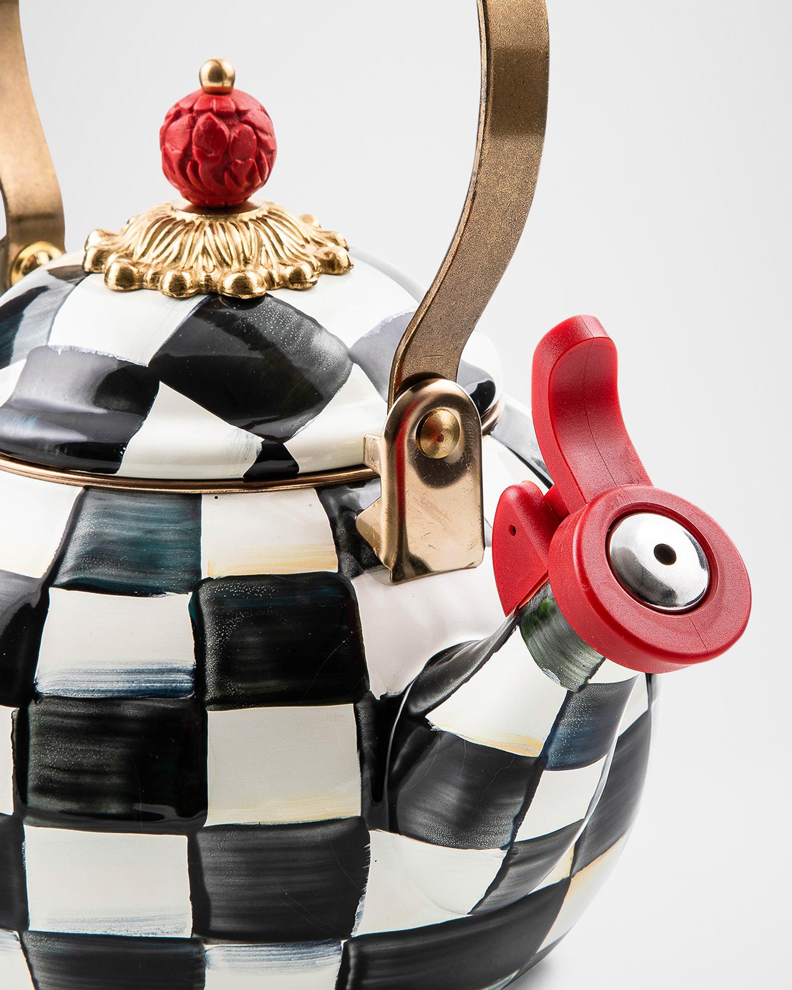 MacKenzie-Childs Courtly Check Enamel Whistling Tea Kettle | Neiman Marcus
