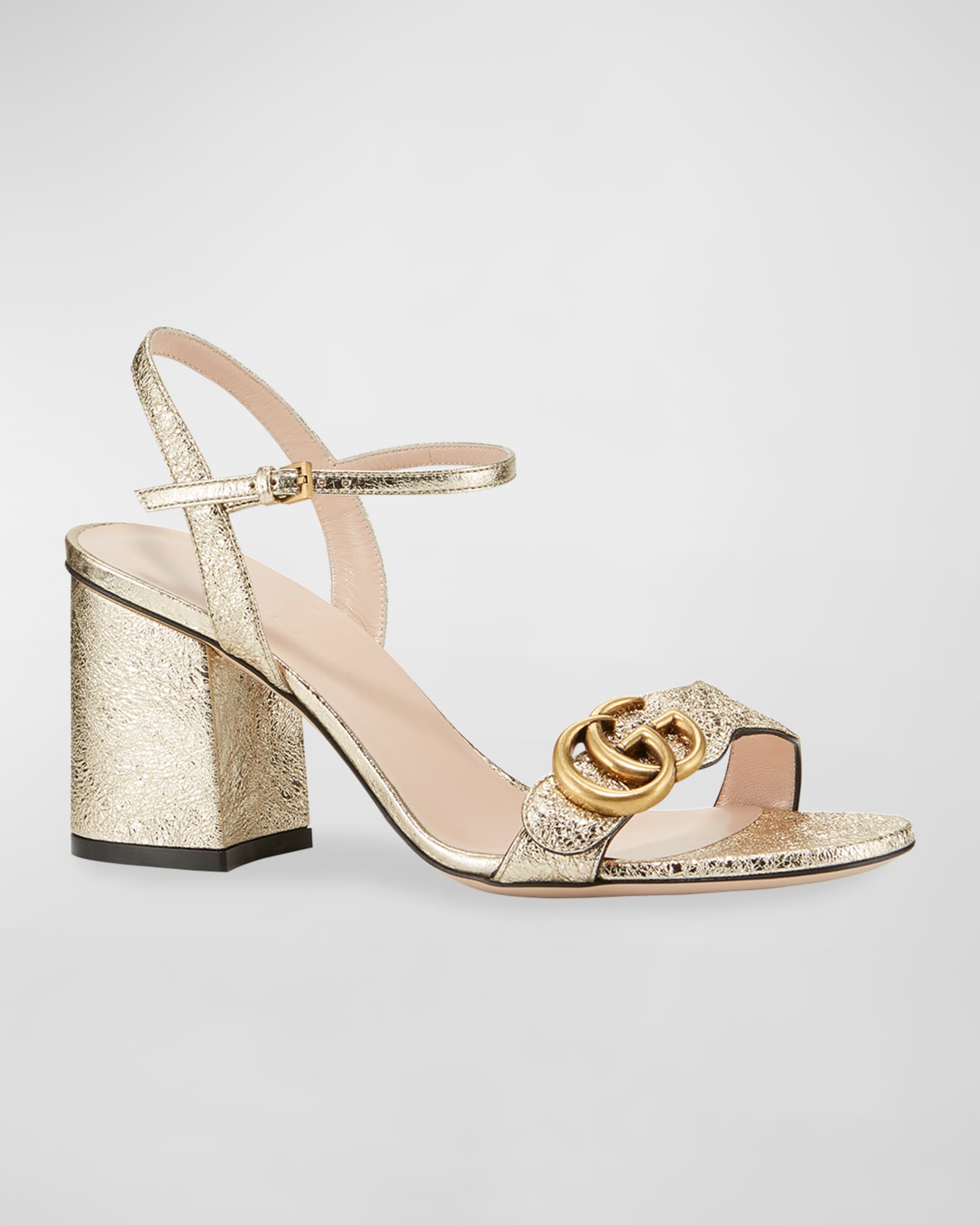 Gucci Women's Marmont GG Ankle-Strap Sandals Gold