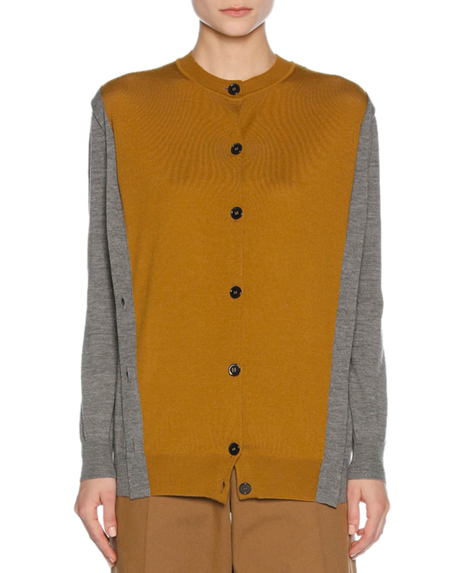Bicolor Layered Virgin Wool Cardigan and Matching Items | Neiman