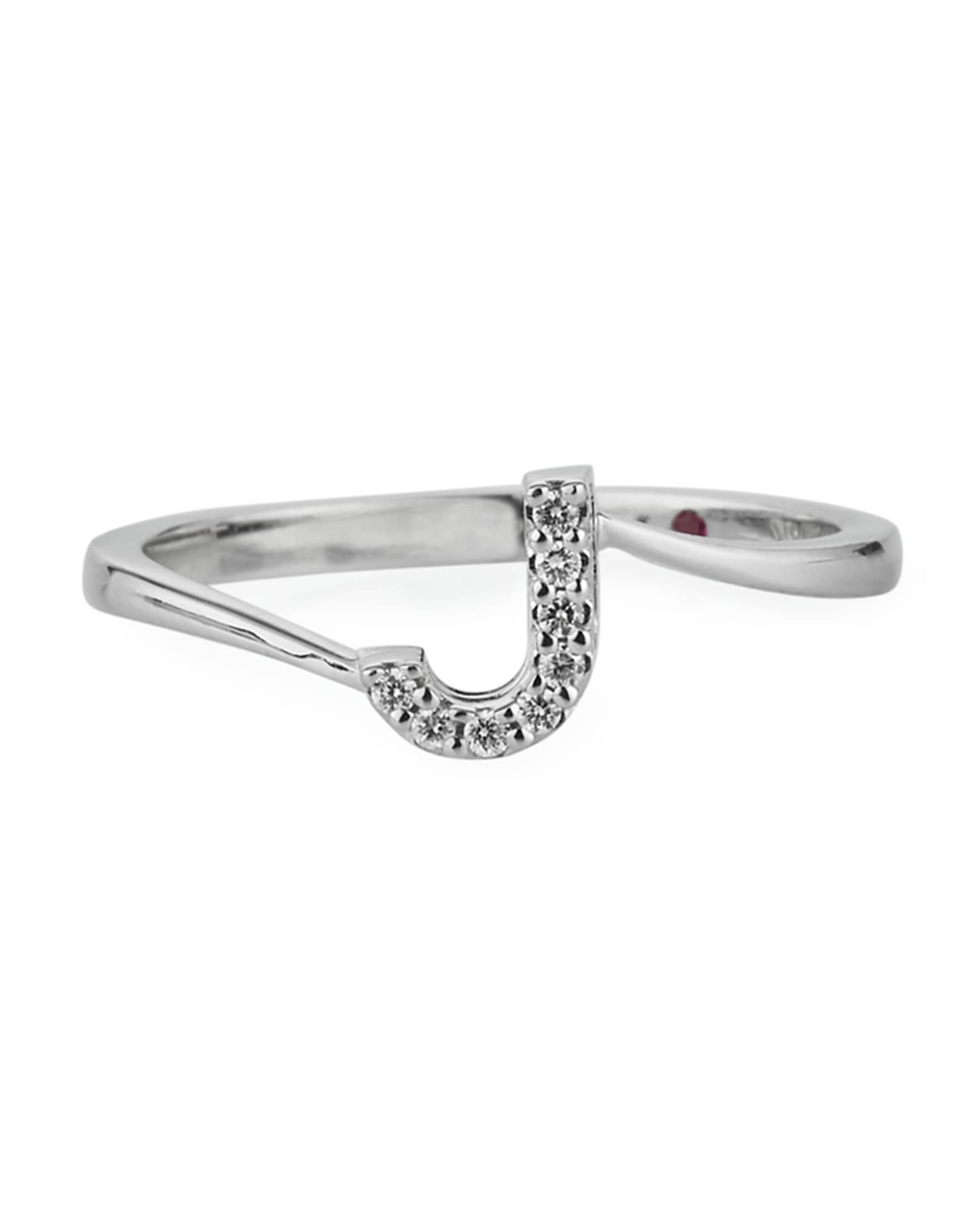 Diamond Letter Ring in 18K White Gold 0