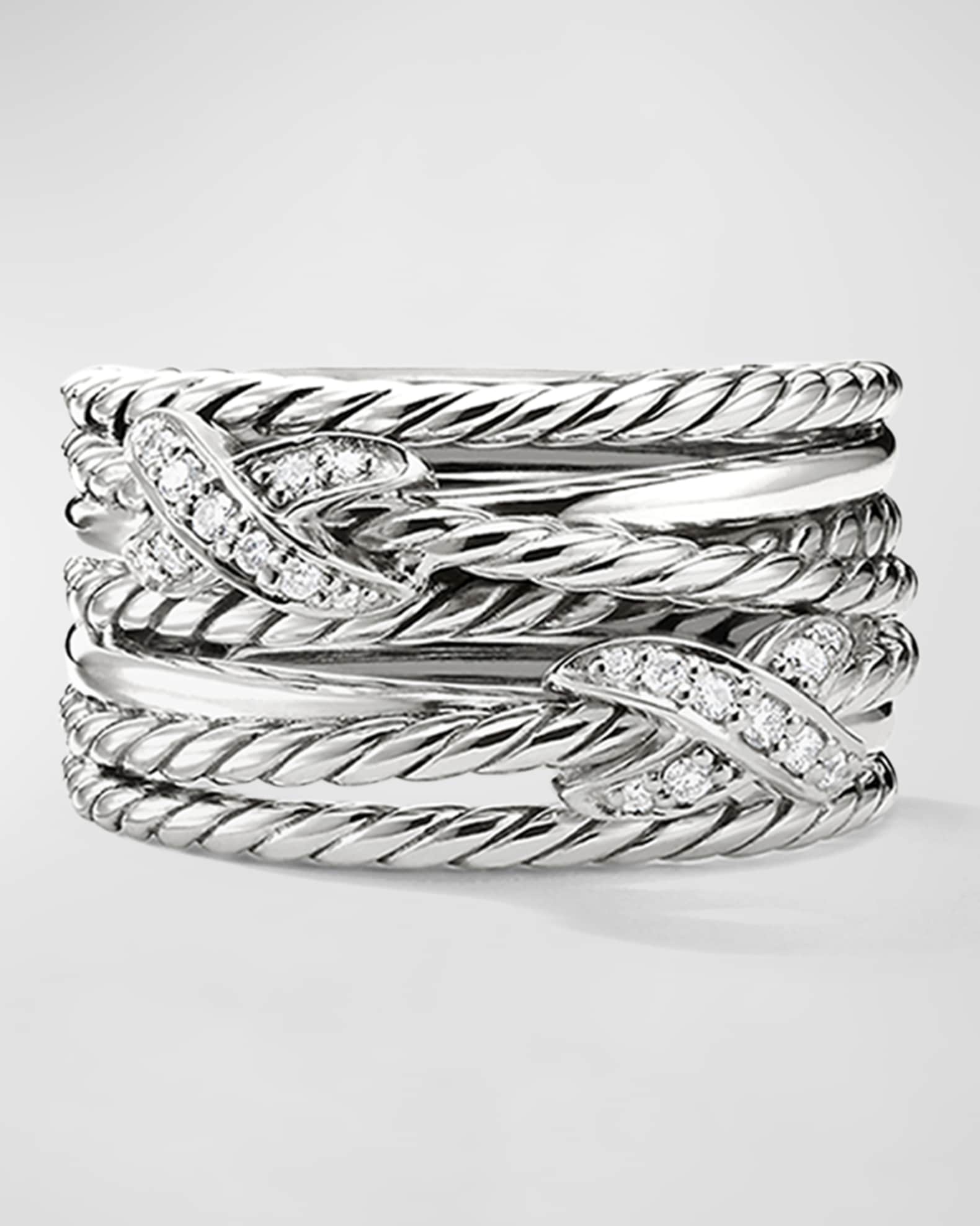 David Yurman Double X Crossover Ring with Diamonds | Neiman Marcus