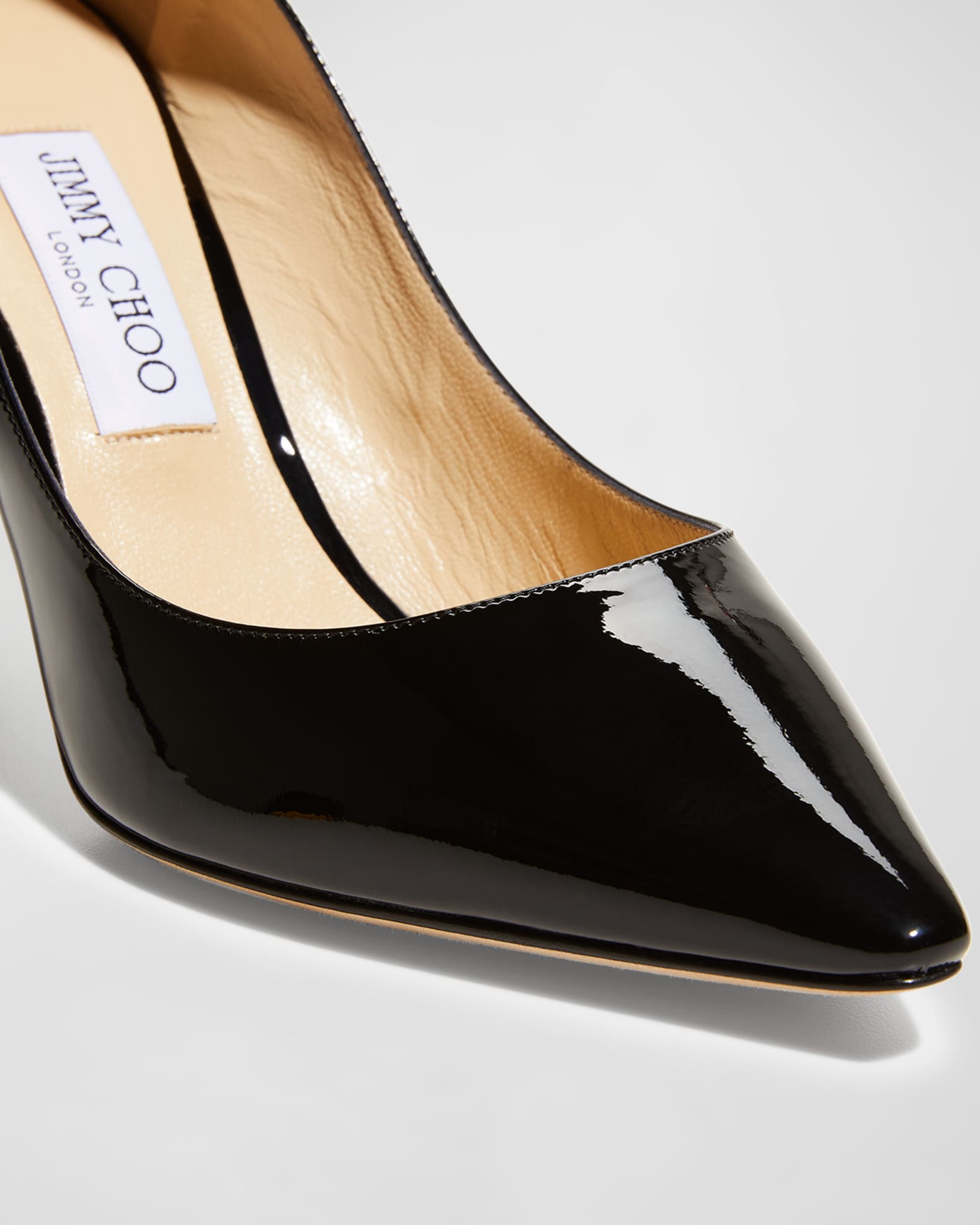 Black Patent Leather Pointy Toe Pumps, Romy 85