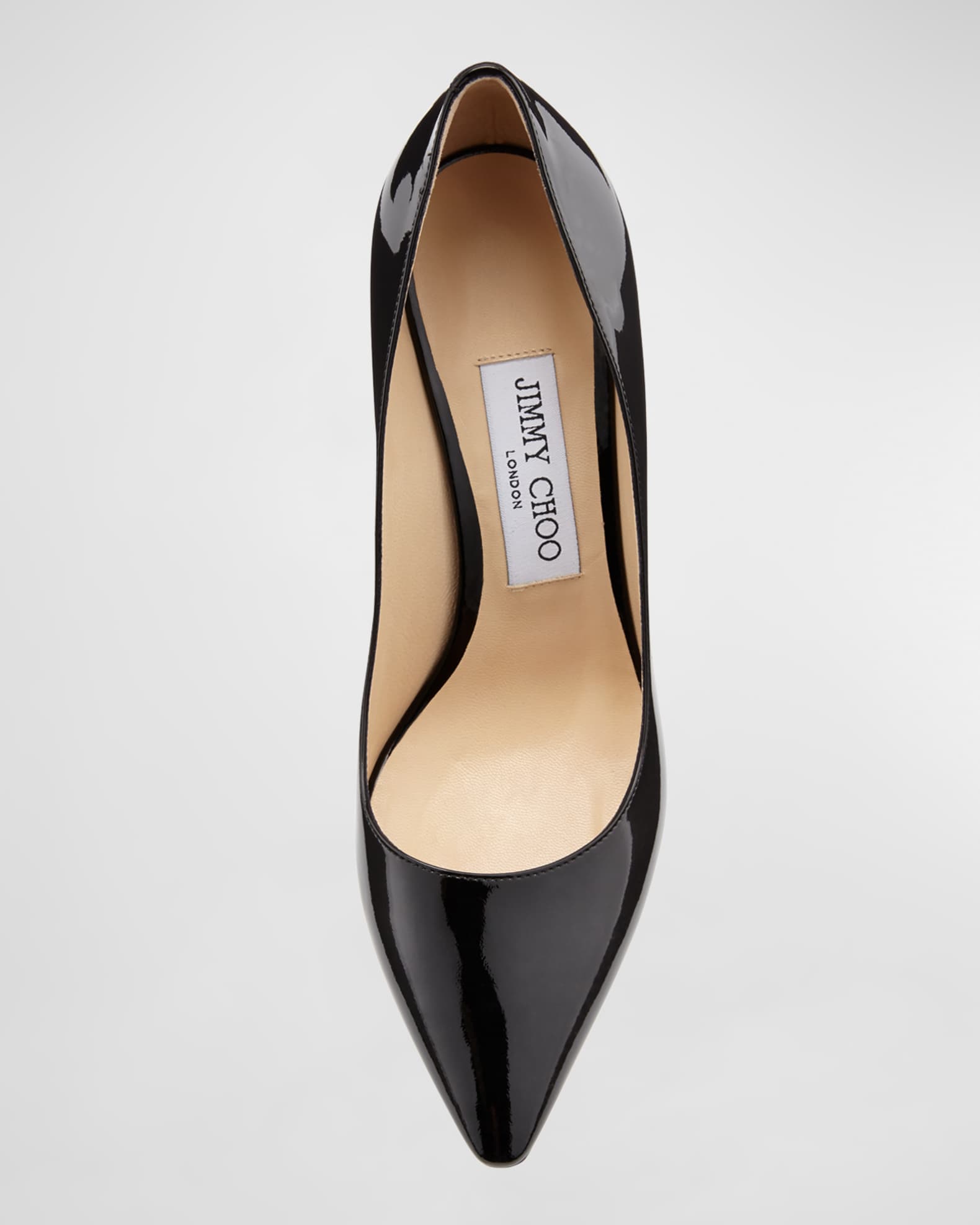 Black Patent Leather Pointy Toe Pumps, Romy 85