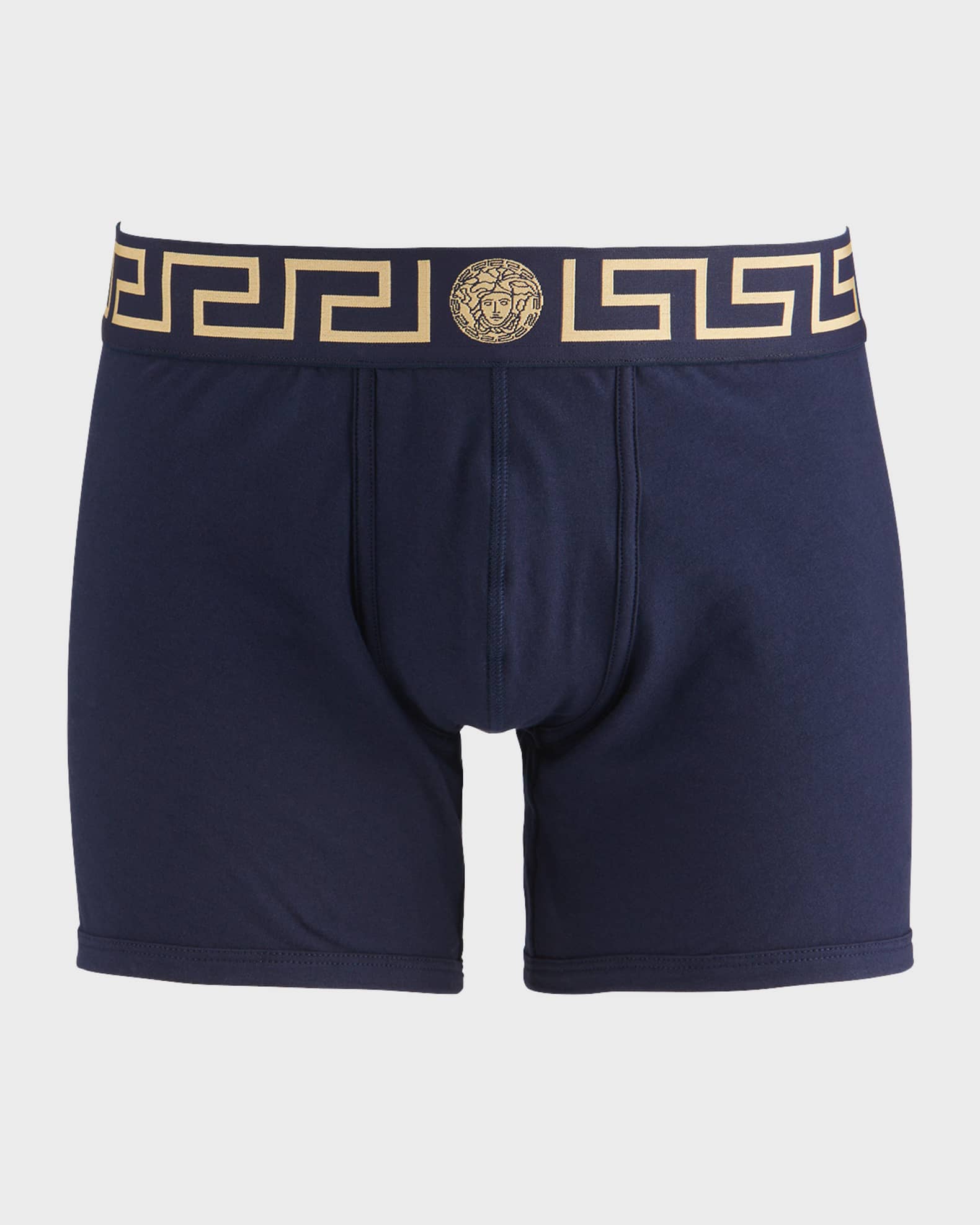 Versace Greca Border Long Boxer Trunks | Neiman Marcus