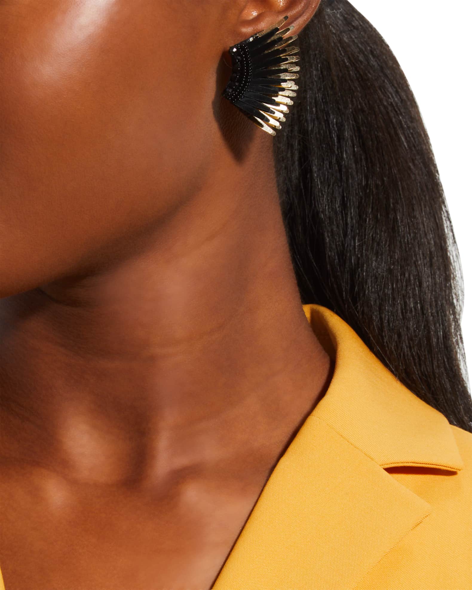 Mini Madeline Statement Earrings, Black/Golden 1