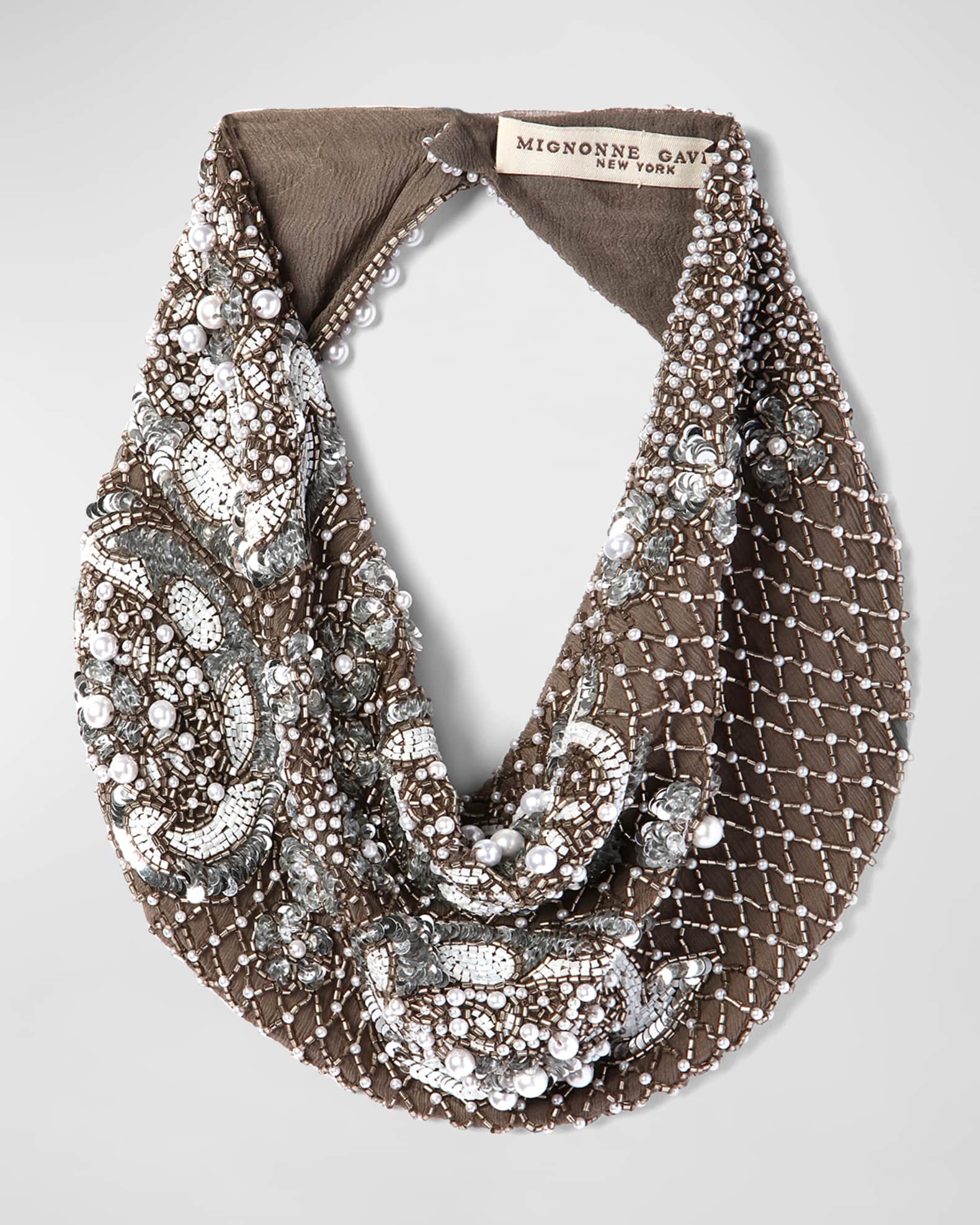 Mignonne Gavigan Le Charlot Beaded Scarf Necklace, Gray