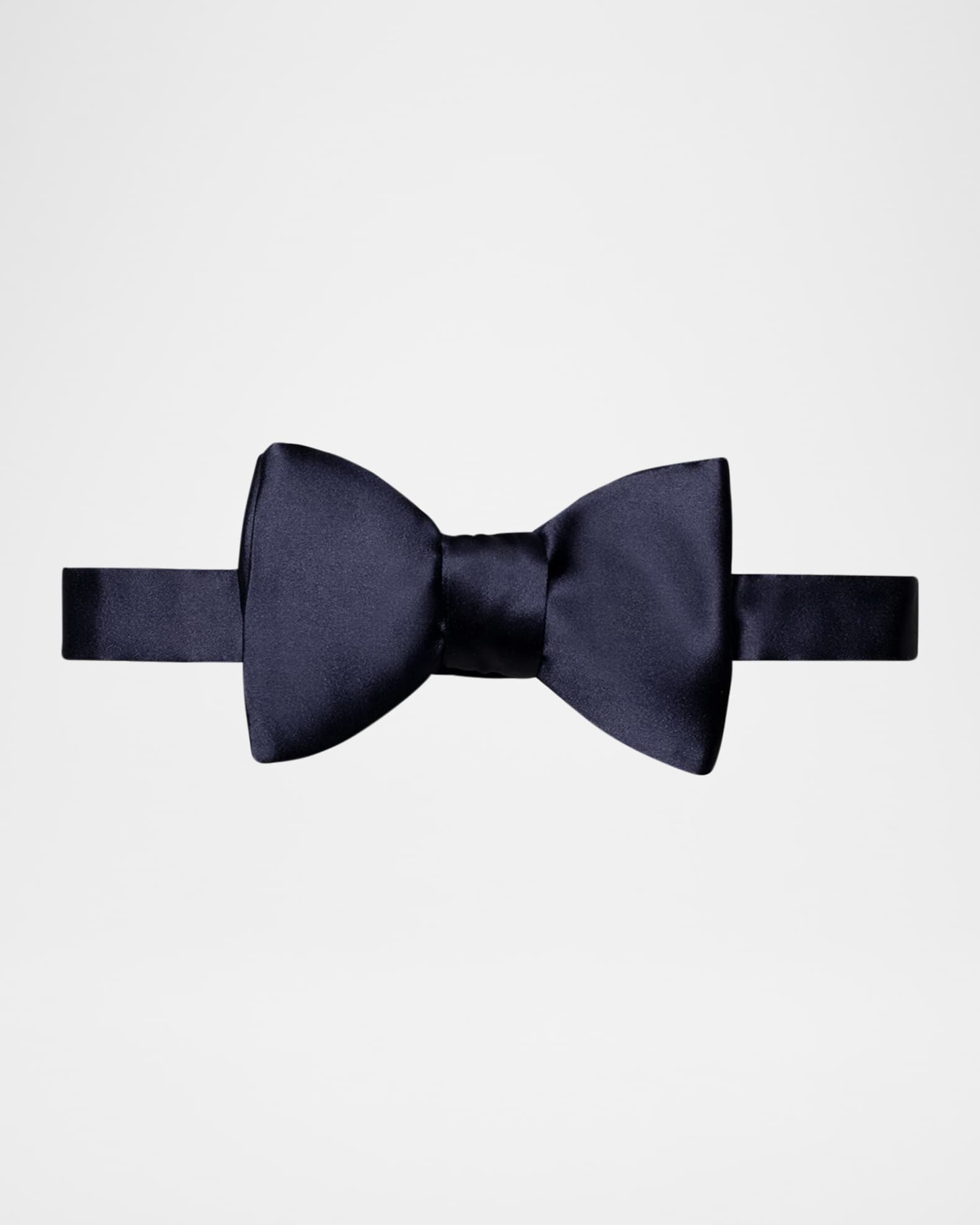 Black Silk Satin Ready-Tied Bow Tie 0