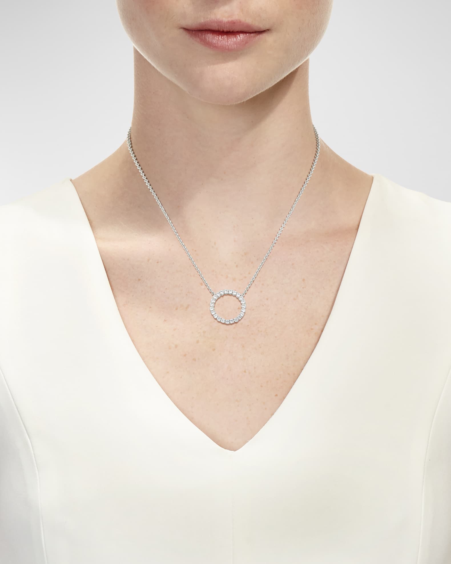 Medium CZ Circle Pendant Necklace 1
