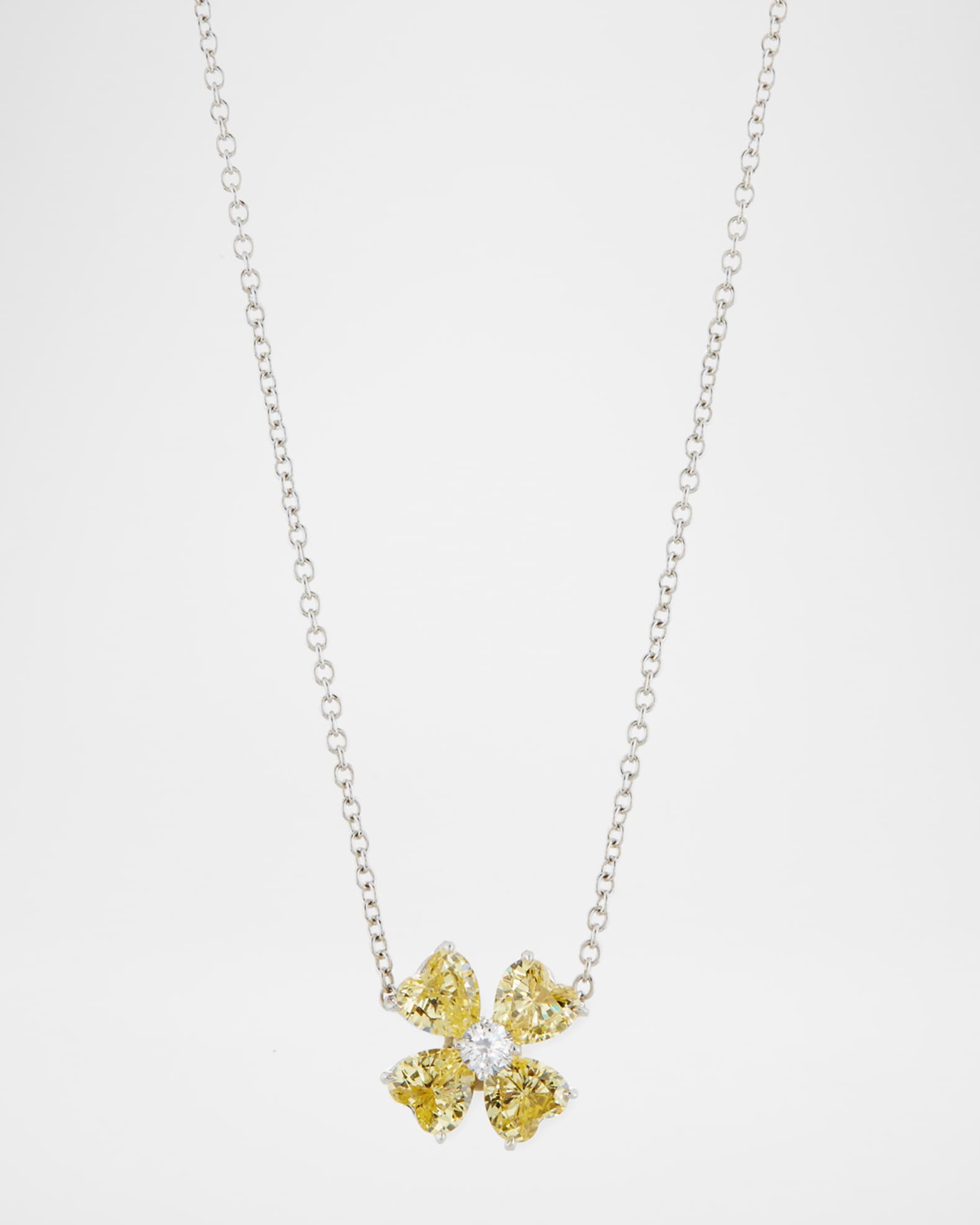 Yellow CZ Clover Pendant Necklace 0