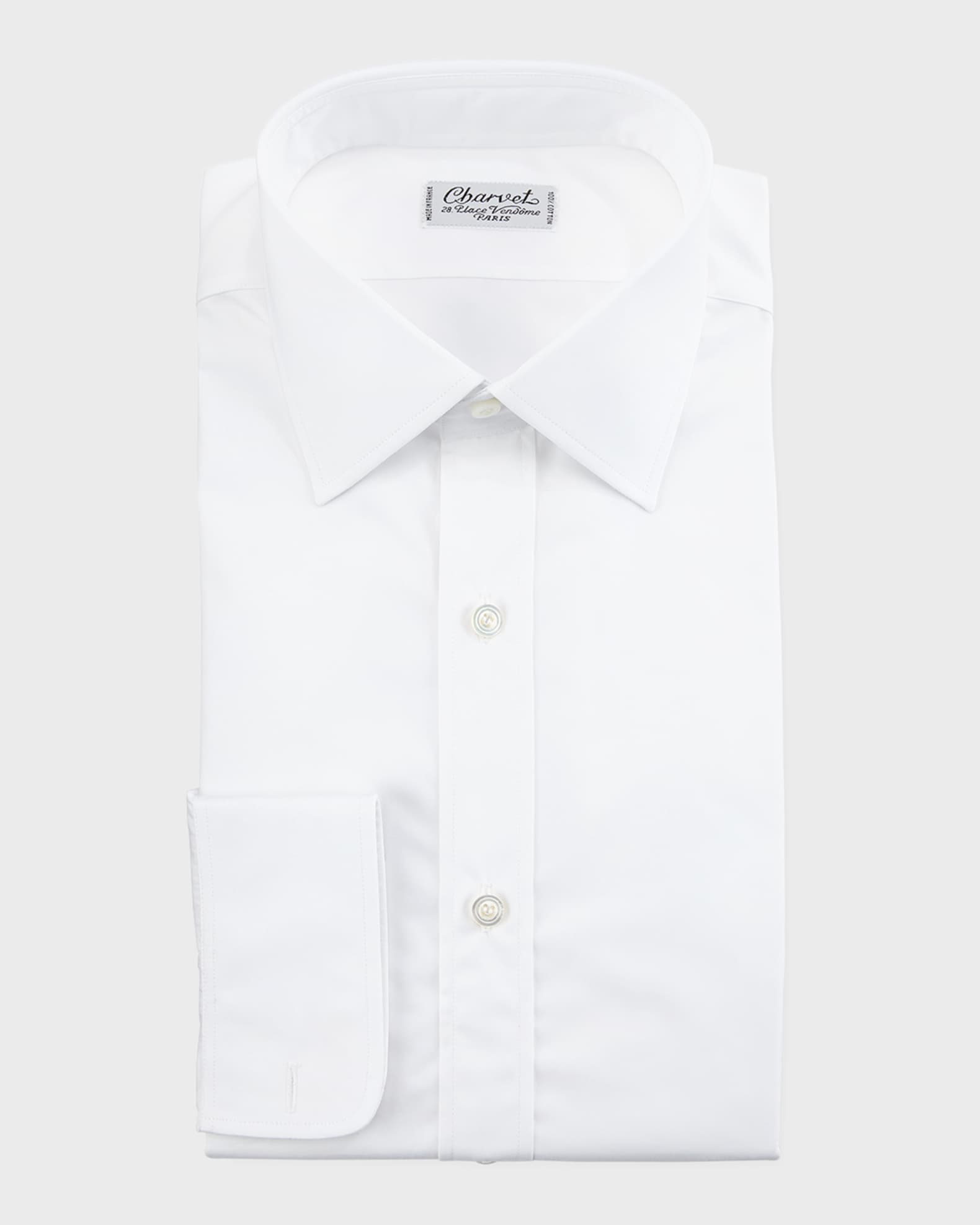 Charvet Poplin Barrel-Cuff Dress Shirt, White | Neiman Marcus