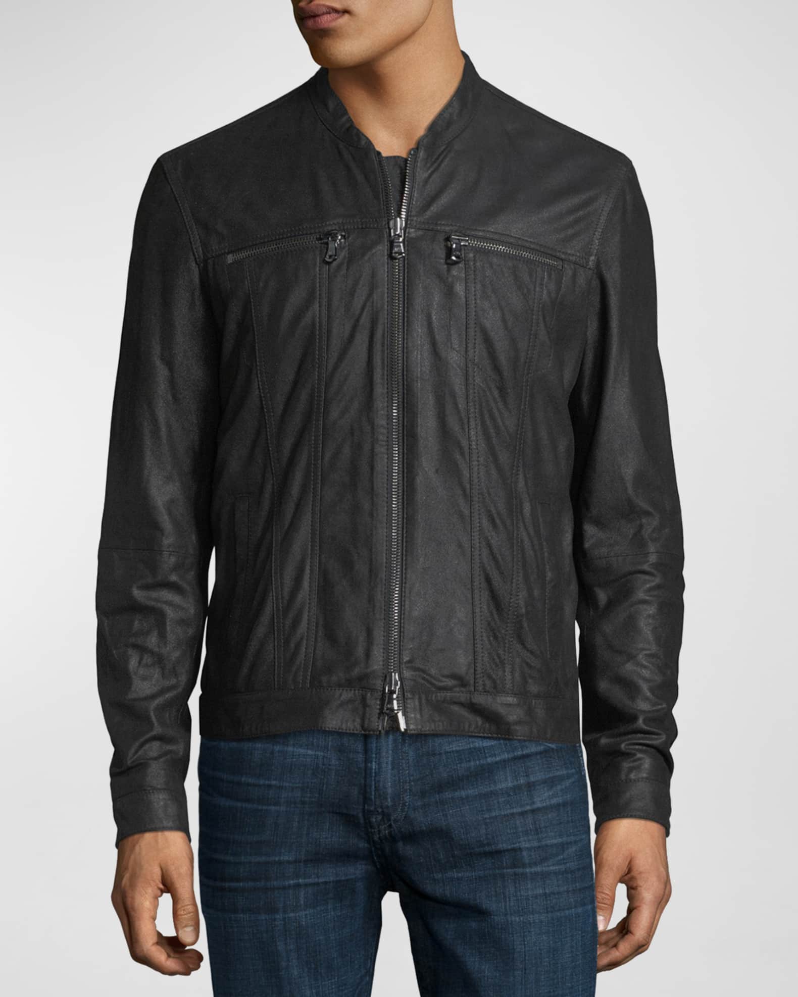John Varvatos Men's Lambskin Leather Jacket | Neiman Marcus