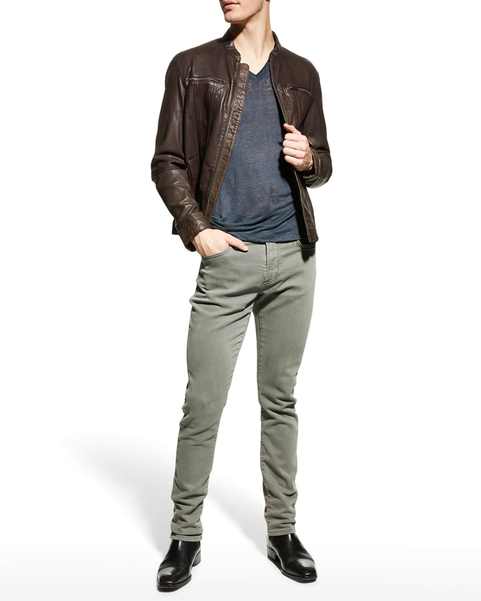 John Varvatos Men's Lambskin Leather Jacket | Neiman Marcus