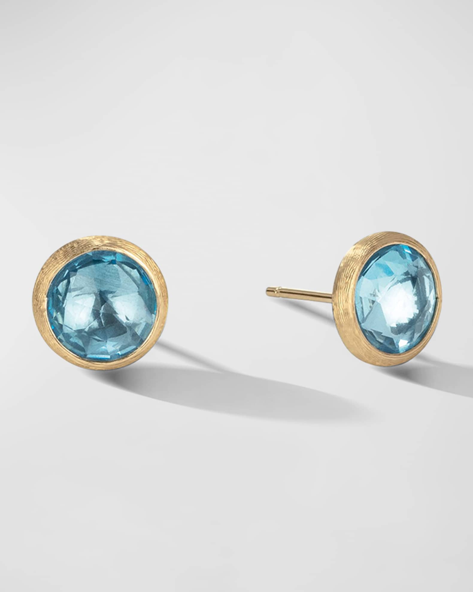 18K Yellow Gold London Blue Topaz Stud Earrings 0