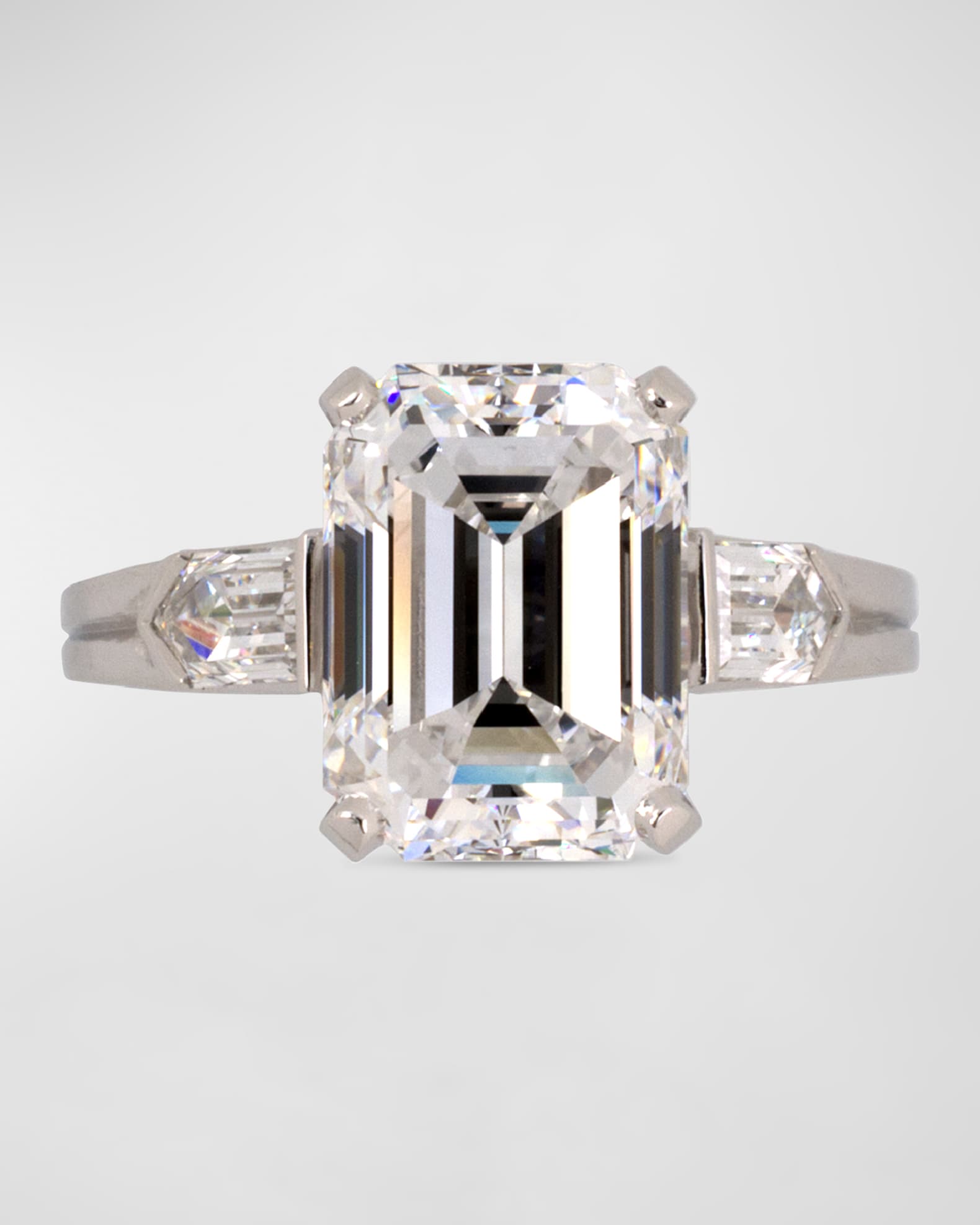 Estate Platinum Emerald Cut Diamond Ring, Size 6 0
