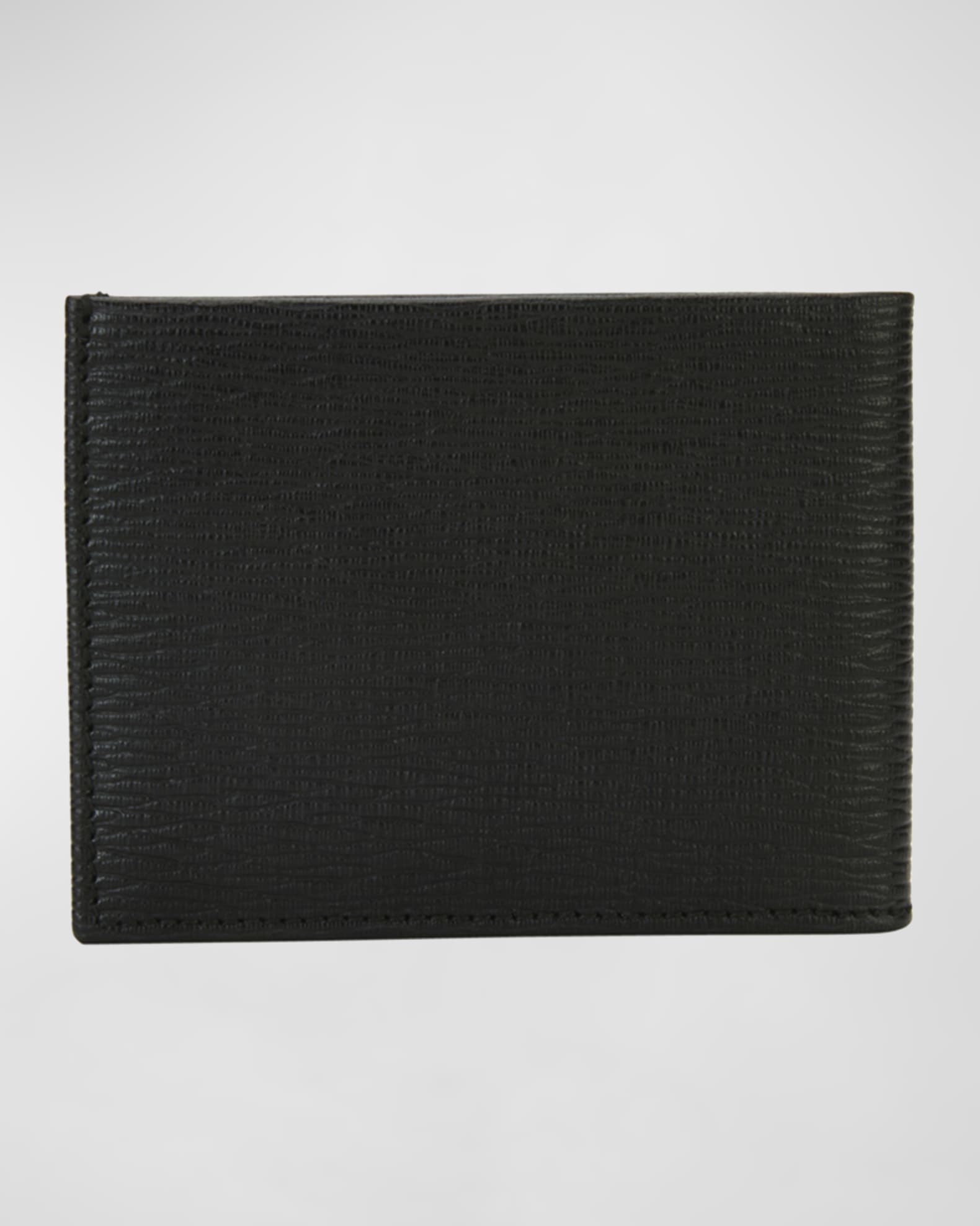 SALVATORE FERRAGAMO #31277 Black Saffiano Leather Gancini Wallet