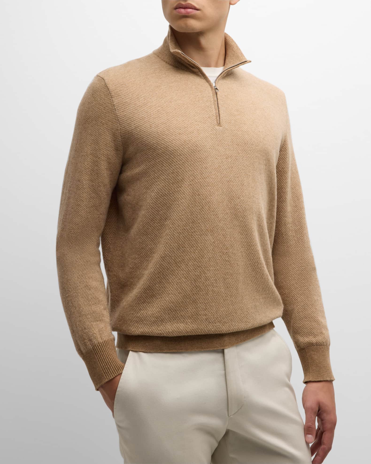 Loro Piana Men s Roadster 1 4 Zip Cashmere Sweater Neiman Marcus