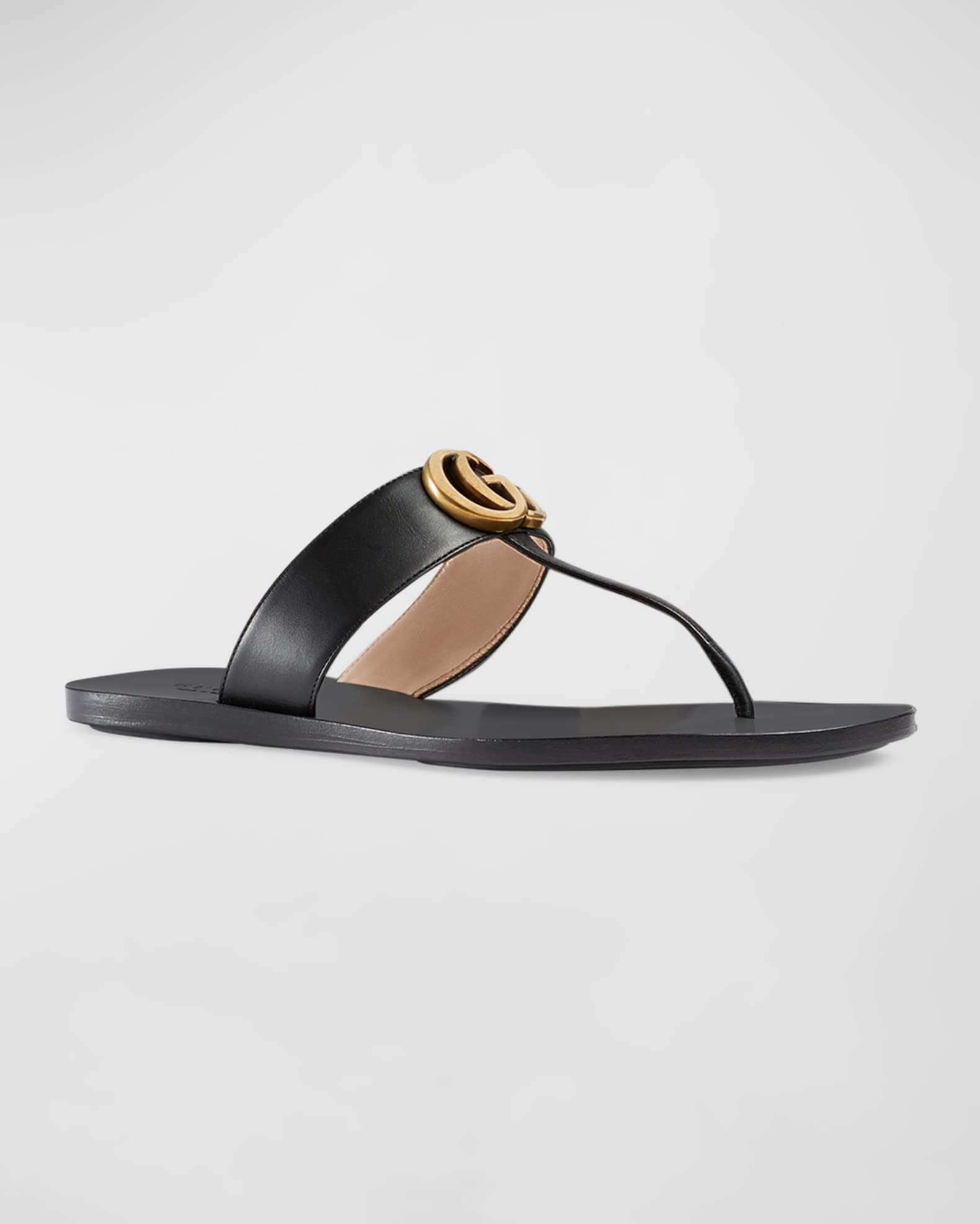 Gucci Flat Marmont Leather Thong | Neiman Marcus