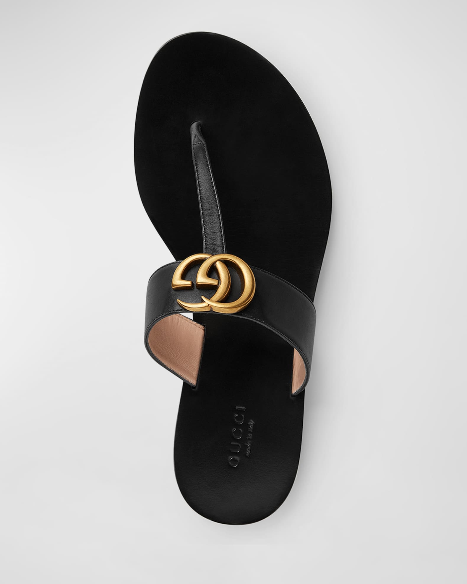 Gucci Flat Marmont Leather Thong | Neiman Marcus