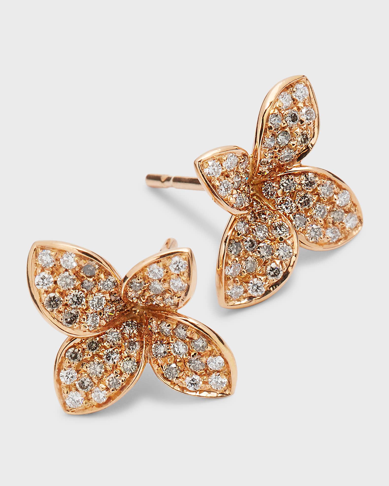 Pasquale Bruni Giardini Segreti Petite Diamond Stud Earrings in 18 Karat  Rose Gold