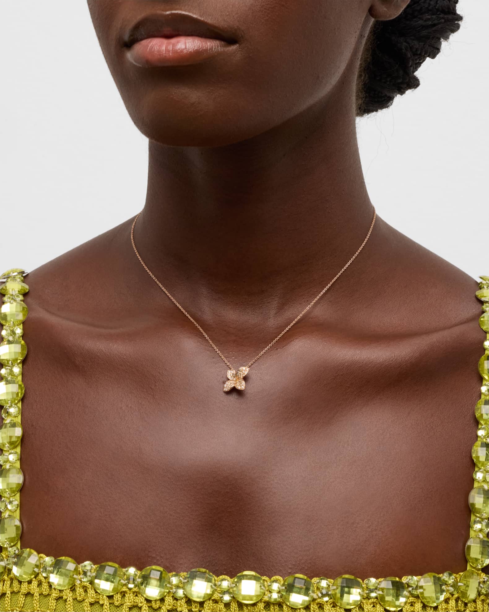 Giardini Segreti Petite Pendant Necklace with Diamonds in 18K Rose Gold 1