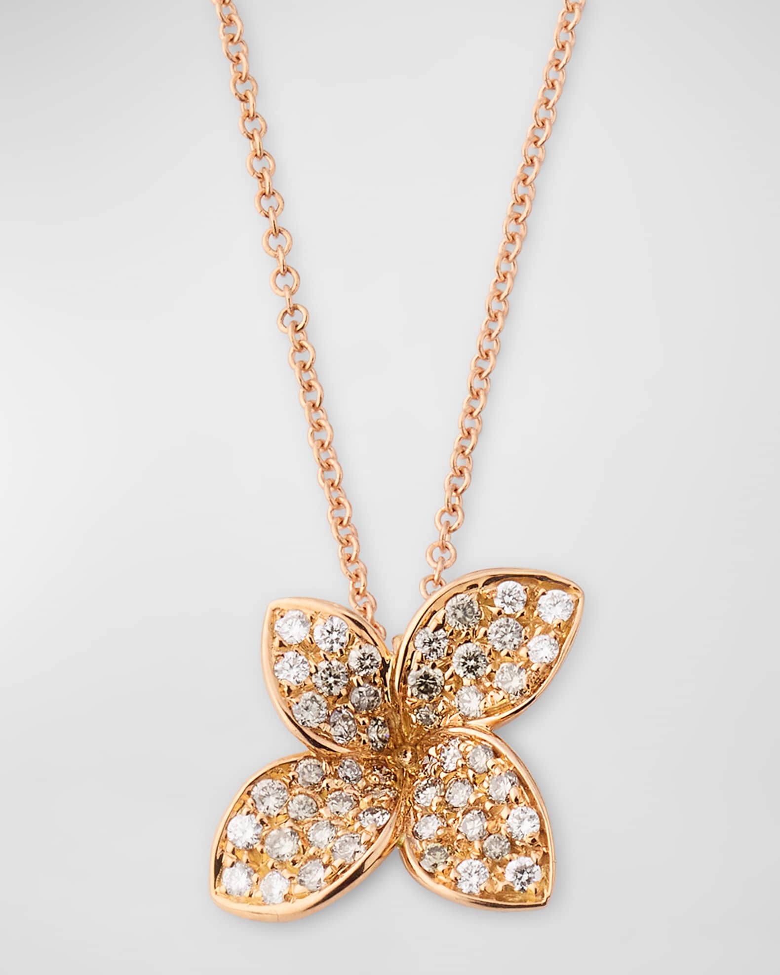 Giardini Segreti Petite Pendant Necklace with Diamonds in 18K Rose Gold 0
