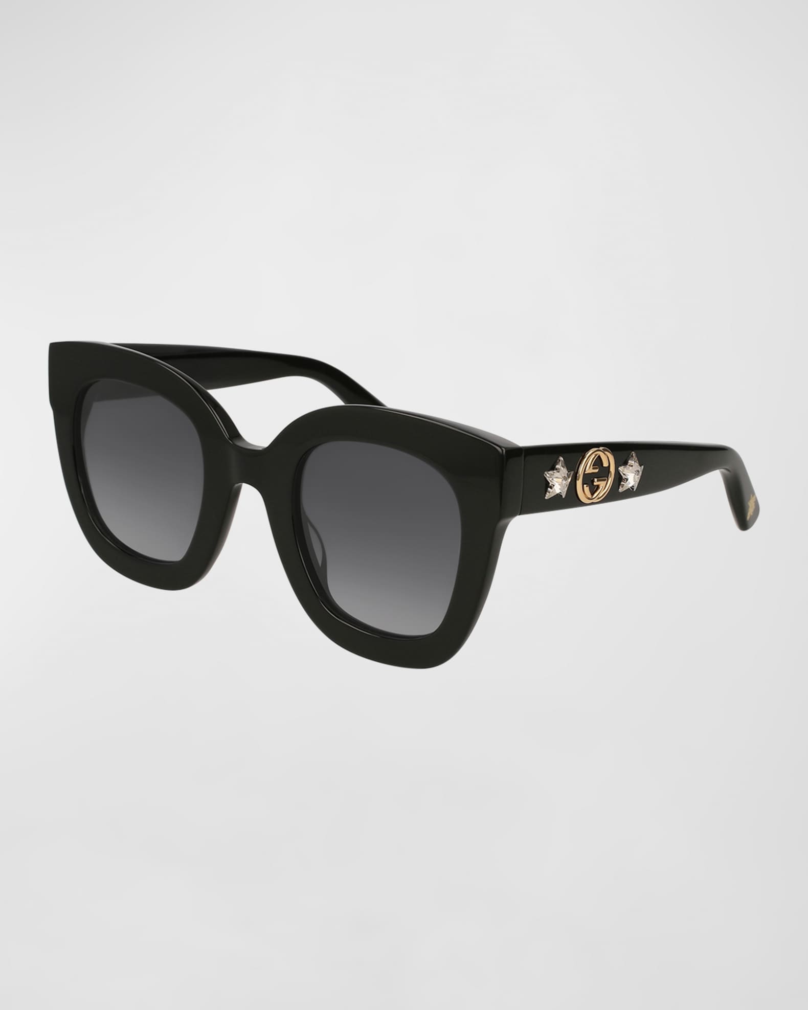 Gucci Rectangle Acetate GG Sunglasses w Crystal Stars Brown