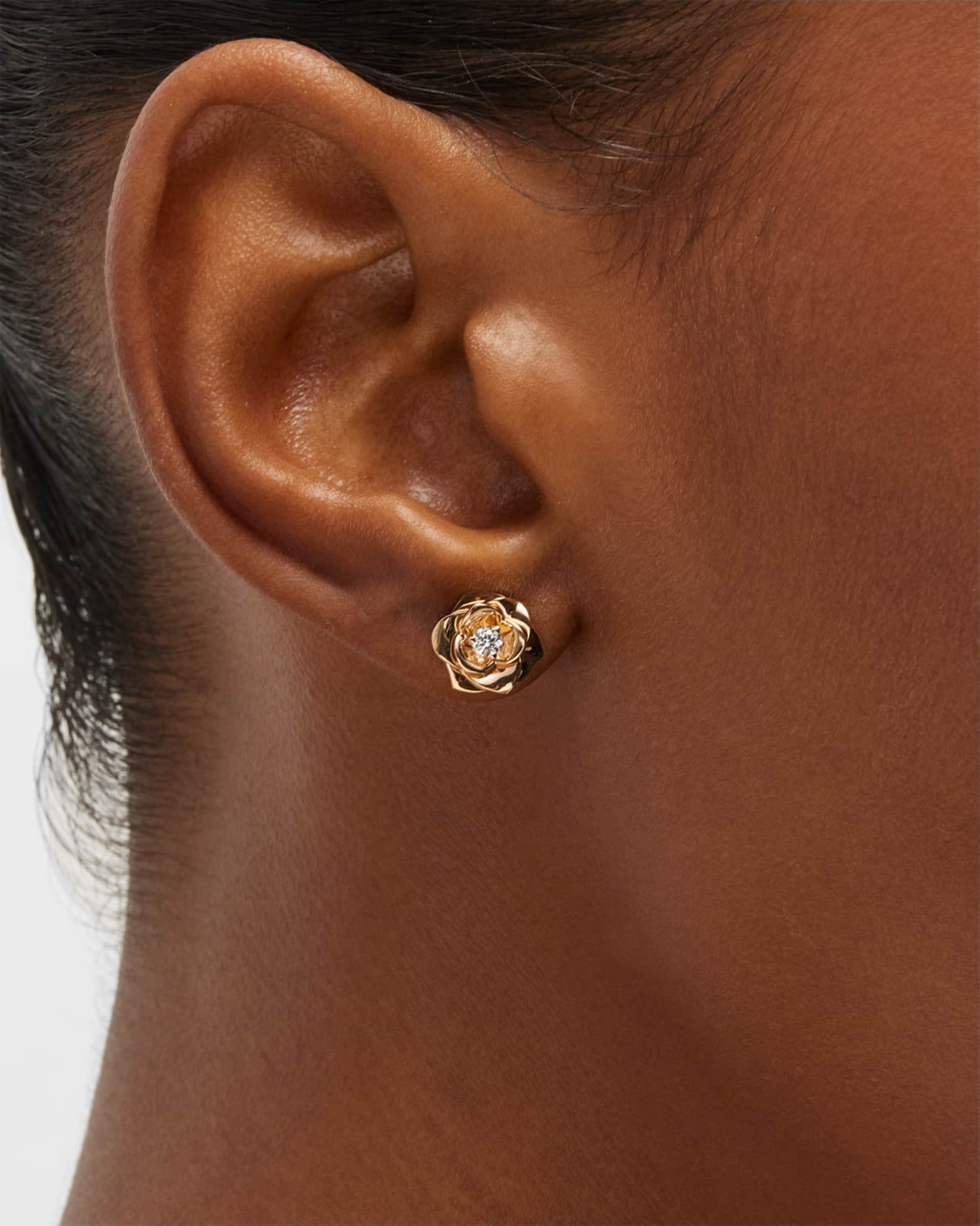 Rose Gold Rose Diamond Stud Earrings 1