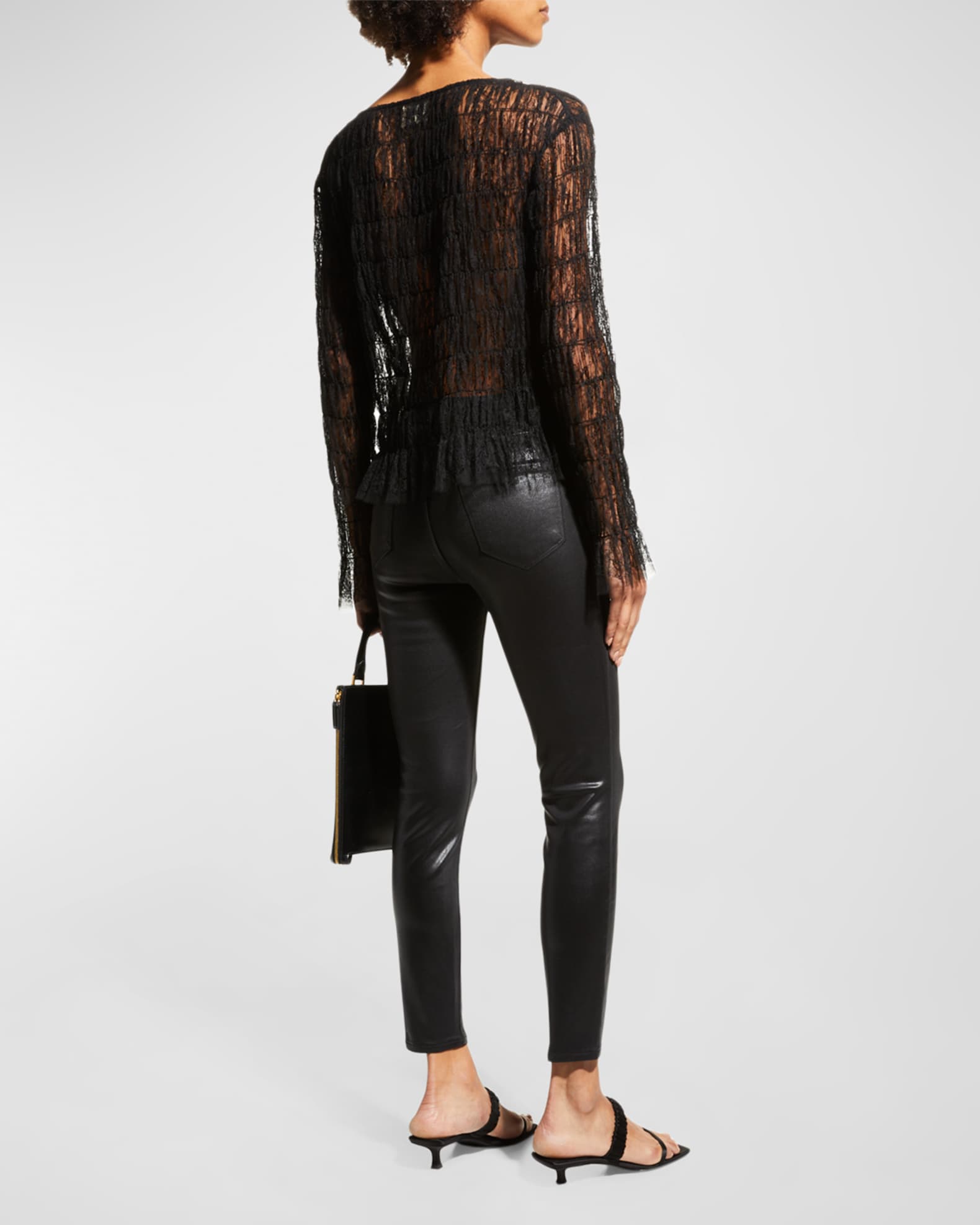 L'Agence Margot Coated High-Rise Skinny Ankle Jeans | Neiman Marcus