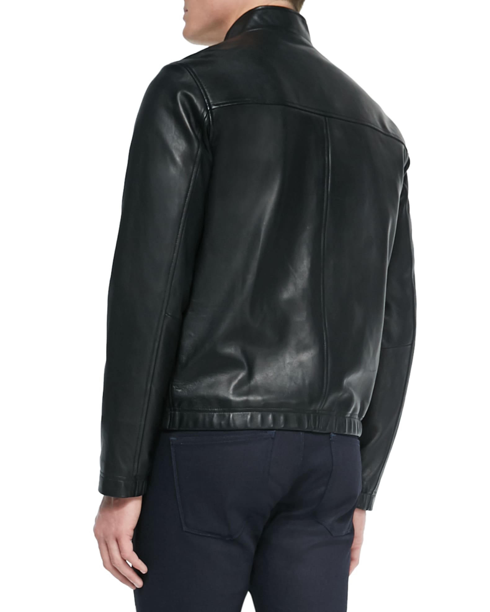 Theory Men's Morvek Zip-Front Leather Jacket | Neiman Marcus