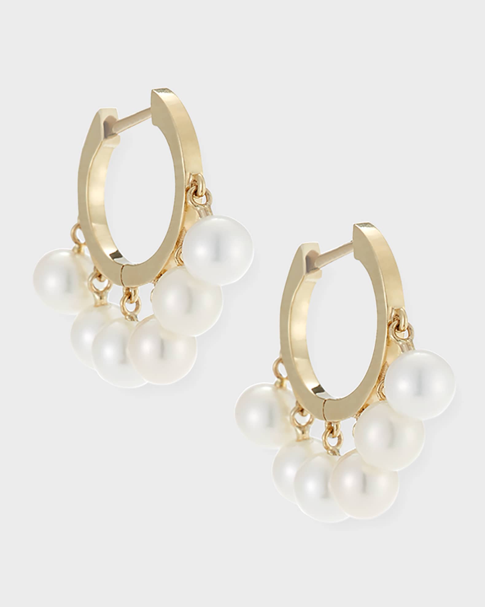Sydney Evan Pearl Tassel Huggie Hoop Earrings