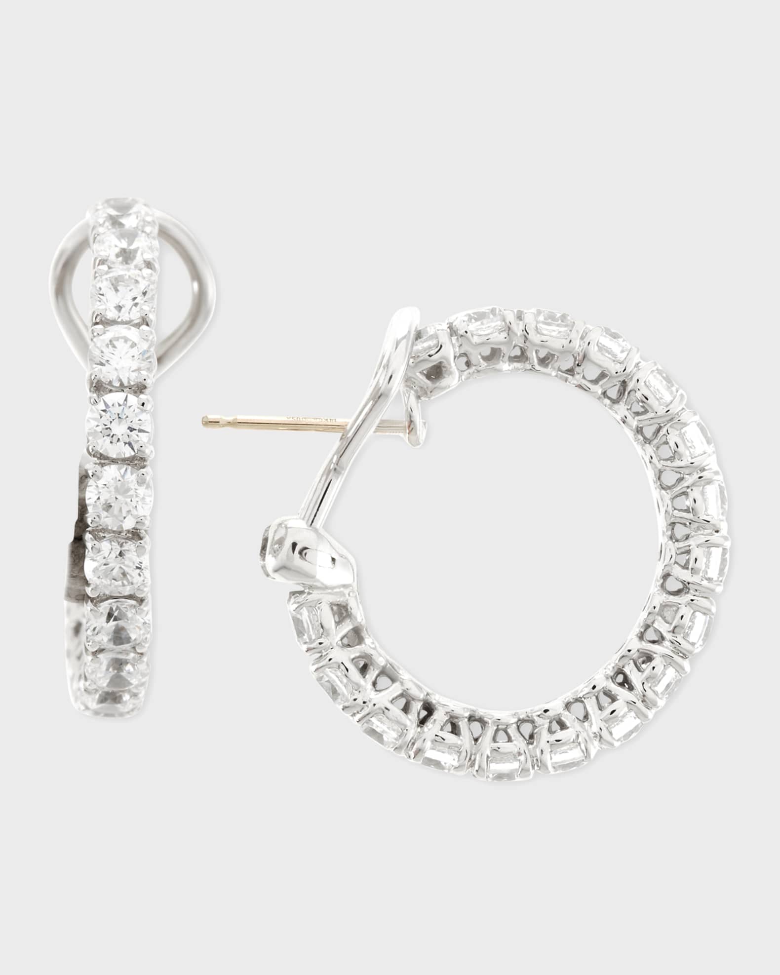 Fantasia by DeSerio Small Cubic Zirconia Omega Back Hoop Earrings