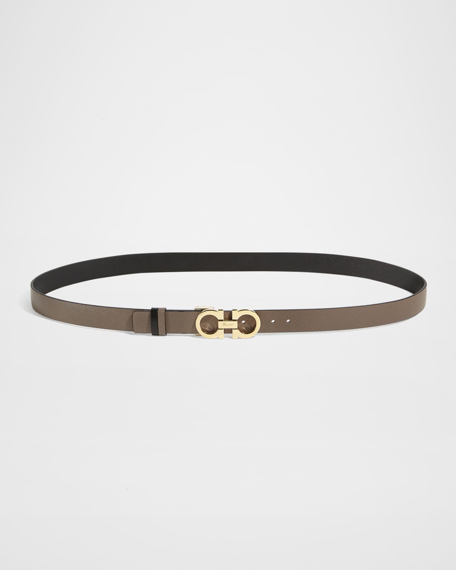 Gancini-Buckle Reversible Leather Belt 0