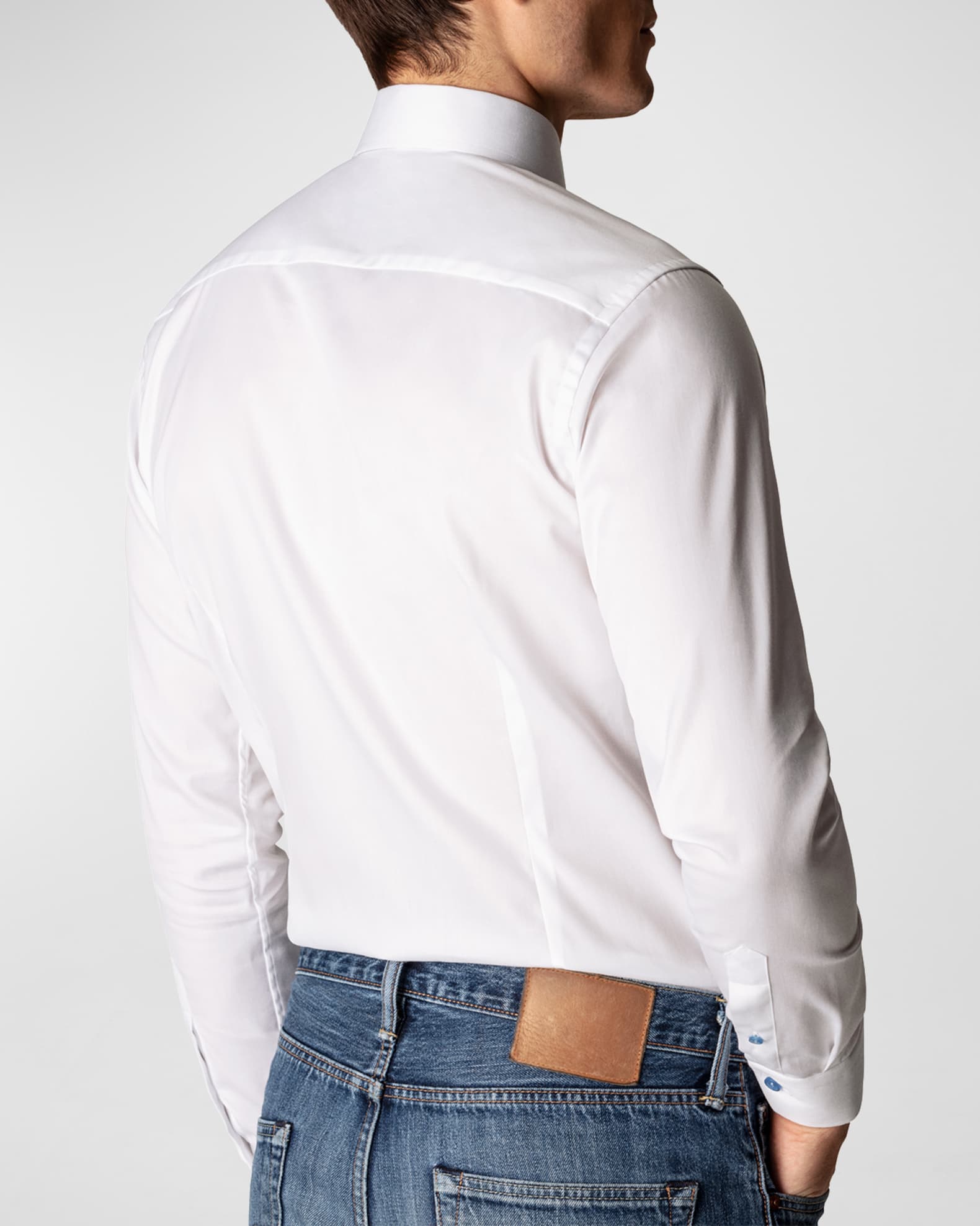 Eton Contemporary Fit Twill Shirt with Blue Buttons | Neiman Marcus