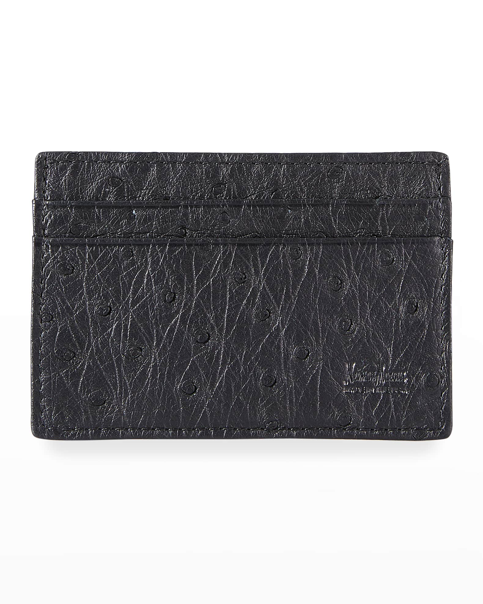 Neiman Marcus Ostrich Card Case, Black