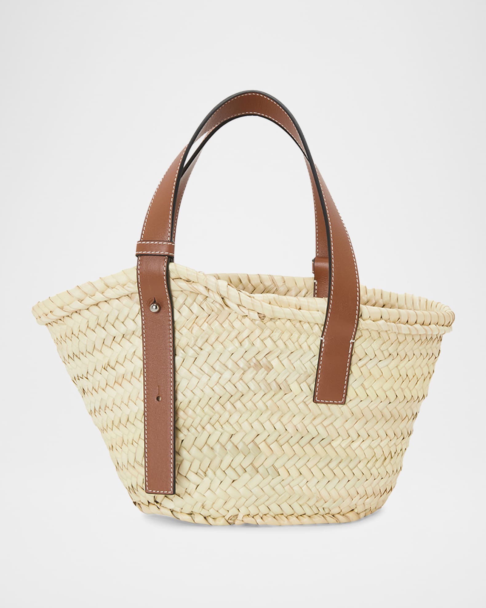 LOEWE BASKET SMALL かごバッグ Small Basket bag in palm leaf and calfskin Beige - LOEWE
