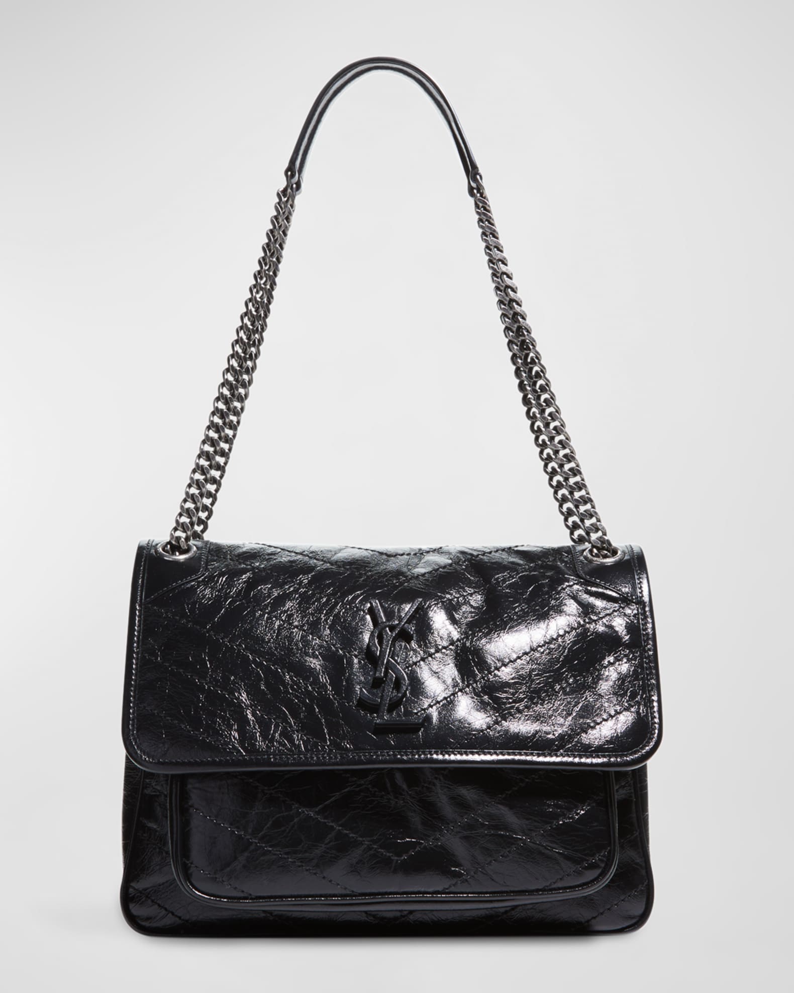 Saint Laurent Niki Medium Flap YSL Shoulder Bag in Crinkled Leather Neiman Marcus