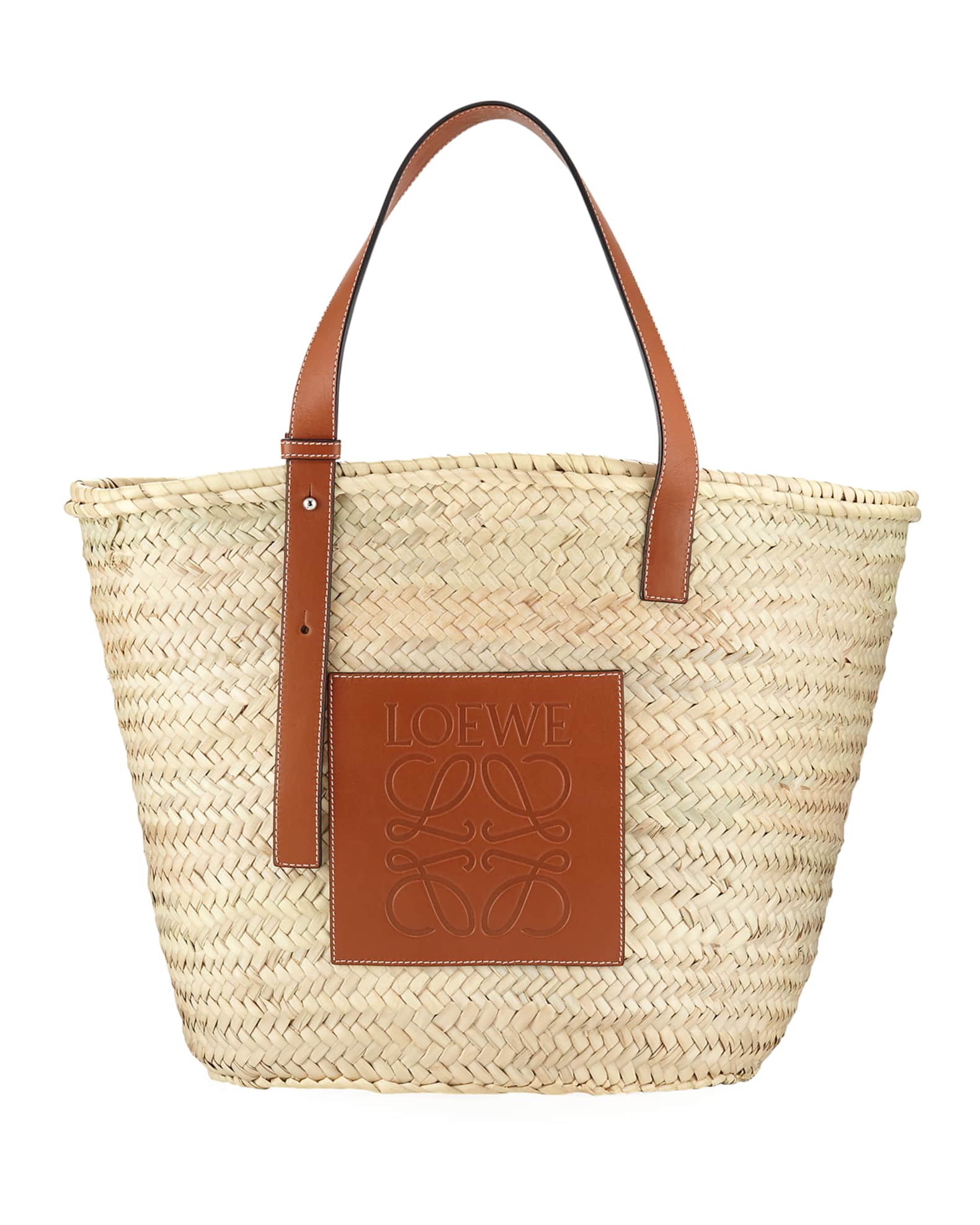 Loewe Logo-embroidered Raffia Tote Bag in Natural